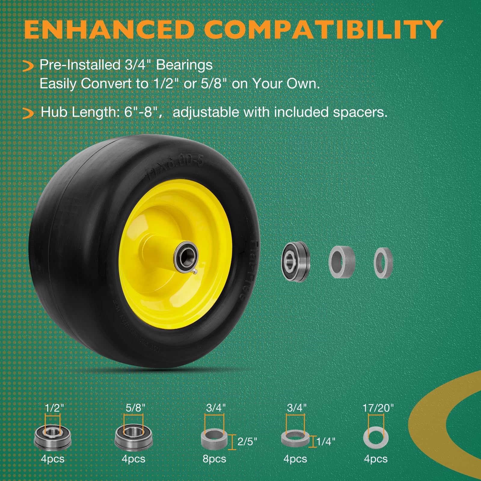HQPASFY bearings and spacers displayed for easy axle compatibility and simple installation