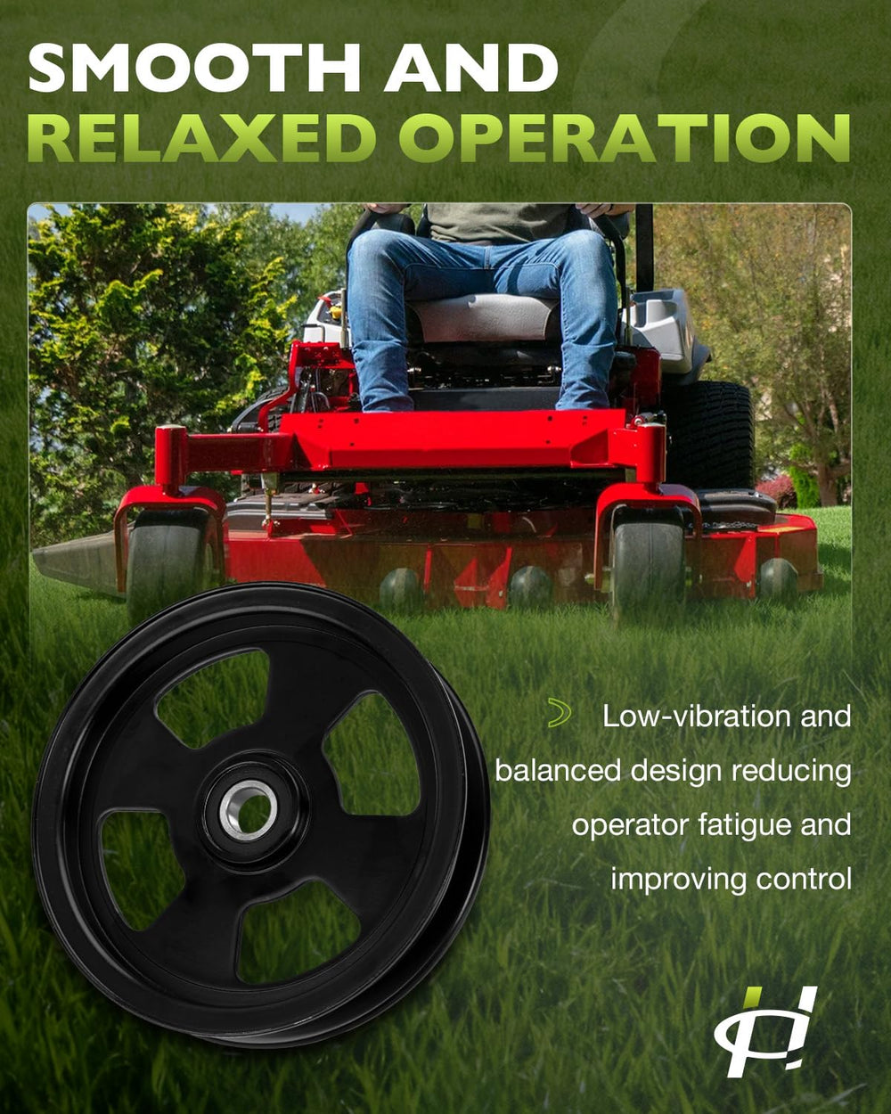 HQPASFY pulley installed on mower during cutting to reduce belt noise