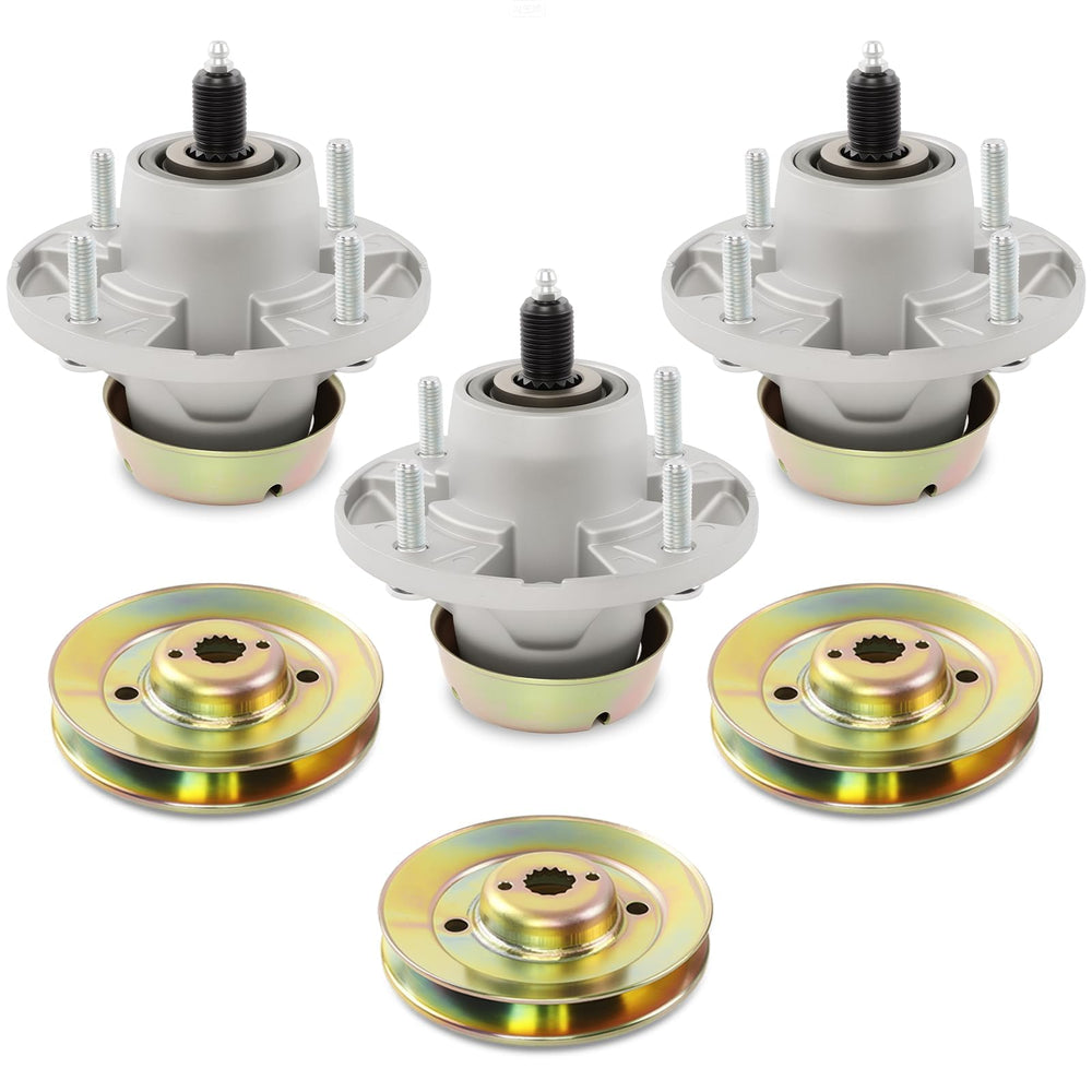 HQPASFY front view of three spindle assemblies showing complete kit and fit