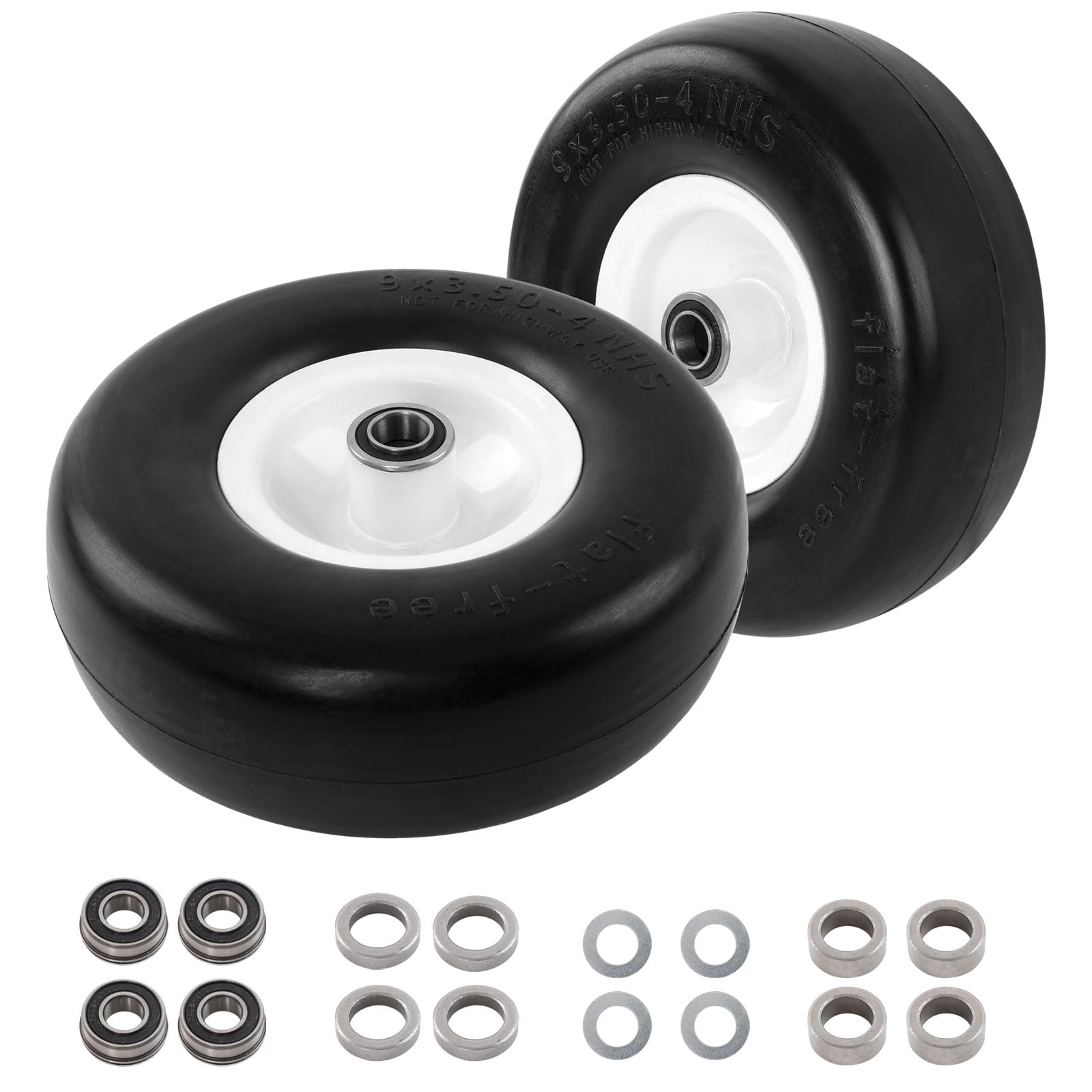 HQPASFY front view of both 9x3.50-4 wheels showing ready-to-install convenience