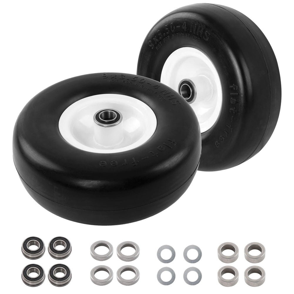 HQPASFY front view of both 9x3.50-4 wheels showing ready-to-install convenience