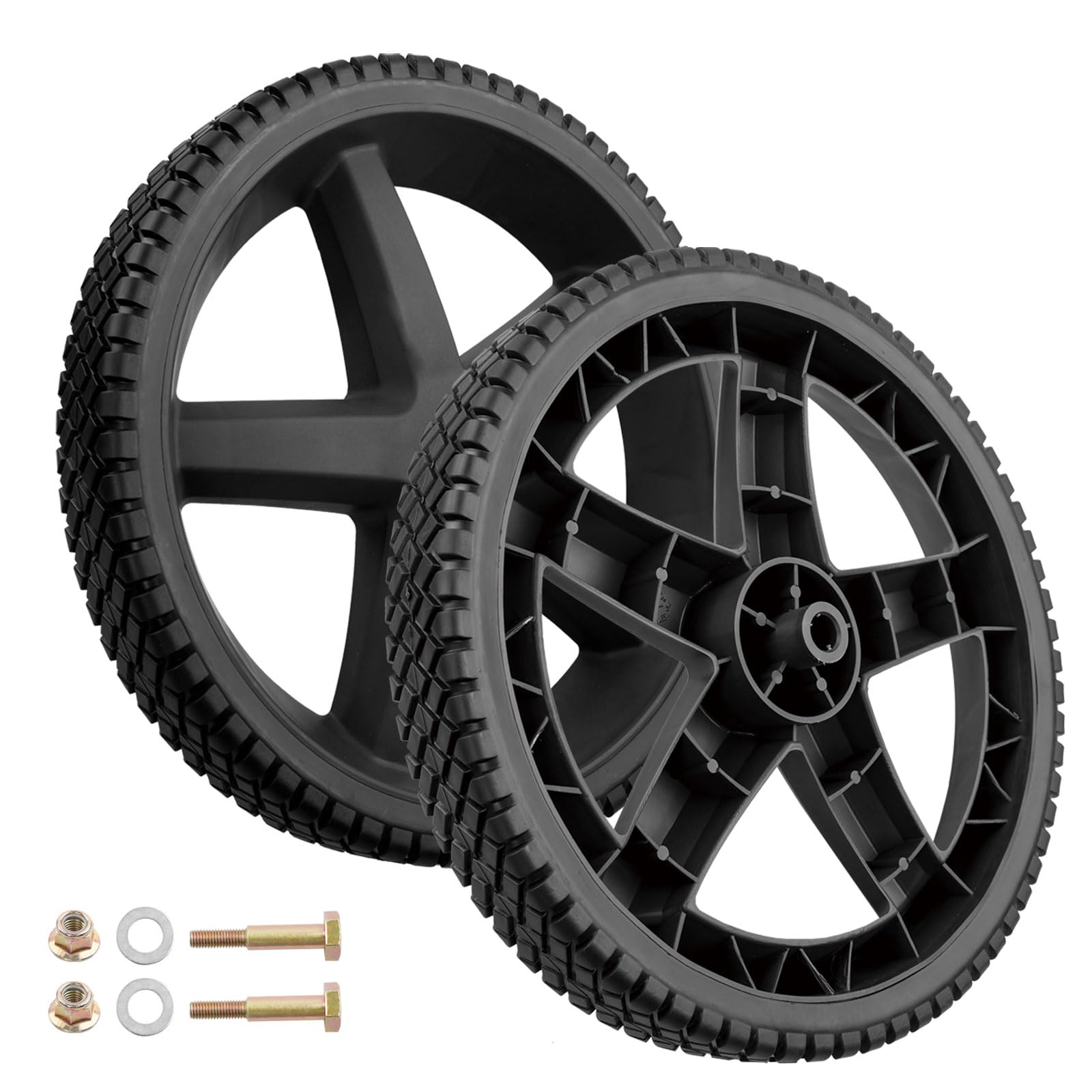 HQPASFY front view of two replacement wheels showing complete set and ready-to-install