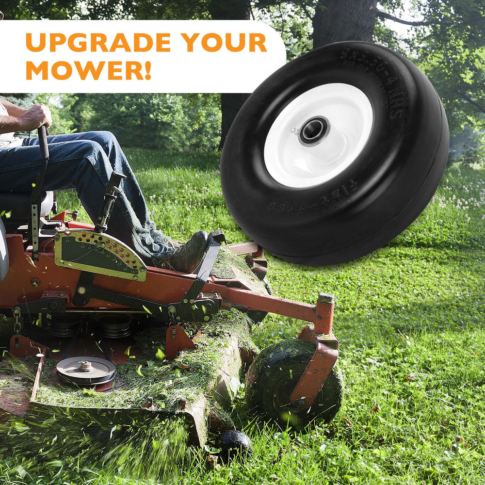 HQPASFY lifestyle shot of a garden tractor with installed wheels for dependable mowing