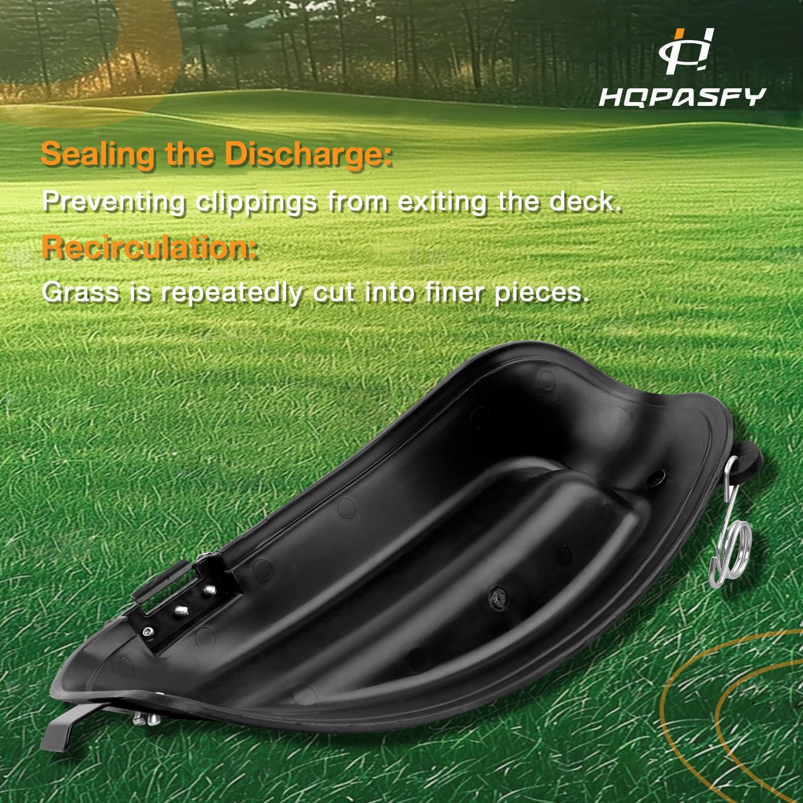 HQPASFY mulch plug installed on mower deck demonstrating secure fit benefit