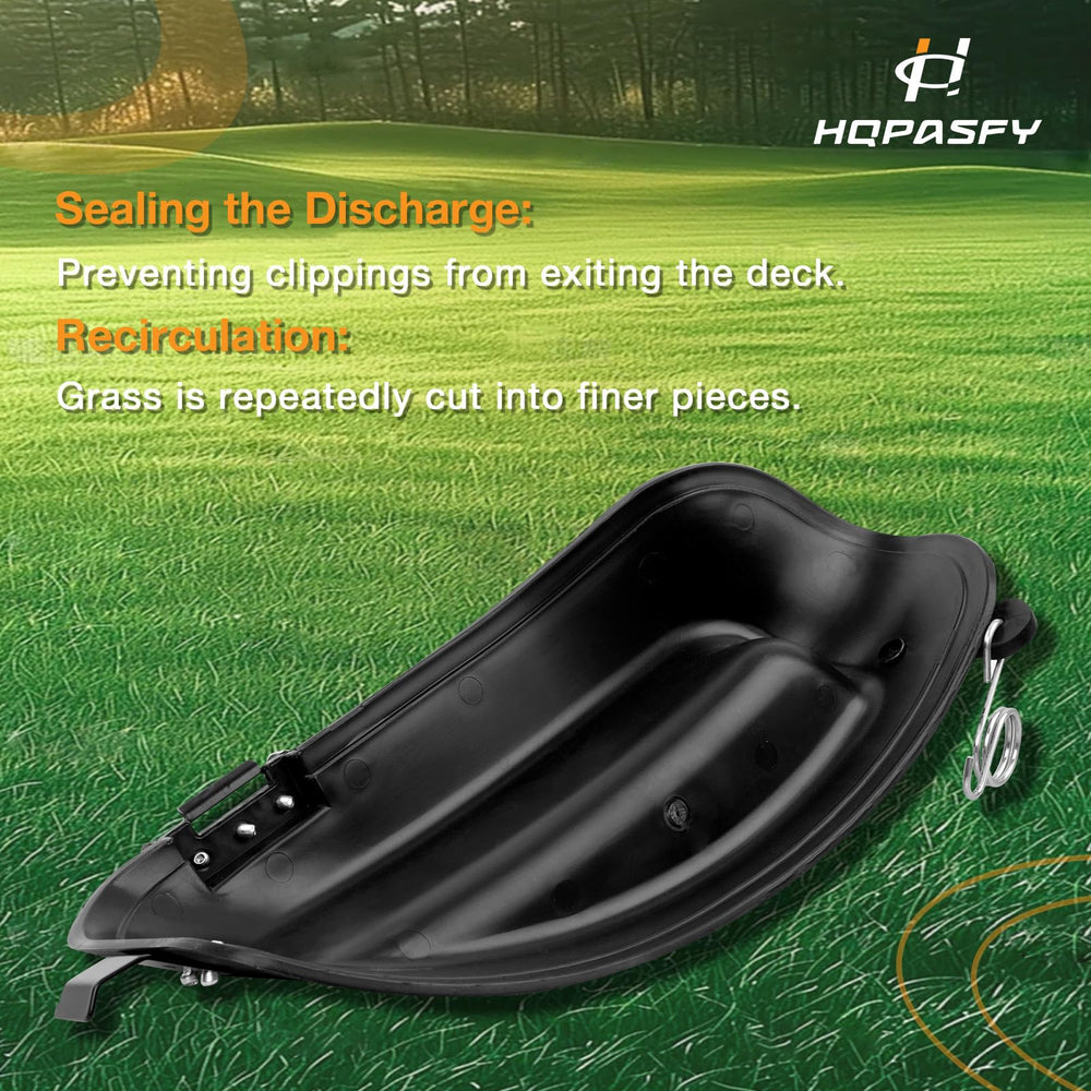 HQPASFY mulch plug installed on mower deck demonstrating secure fit benefit