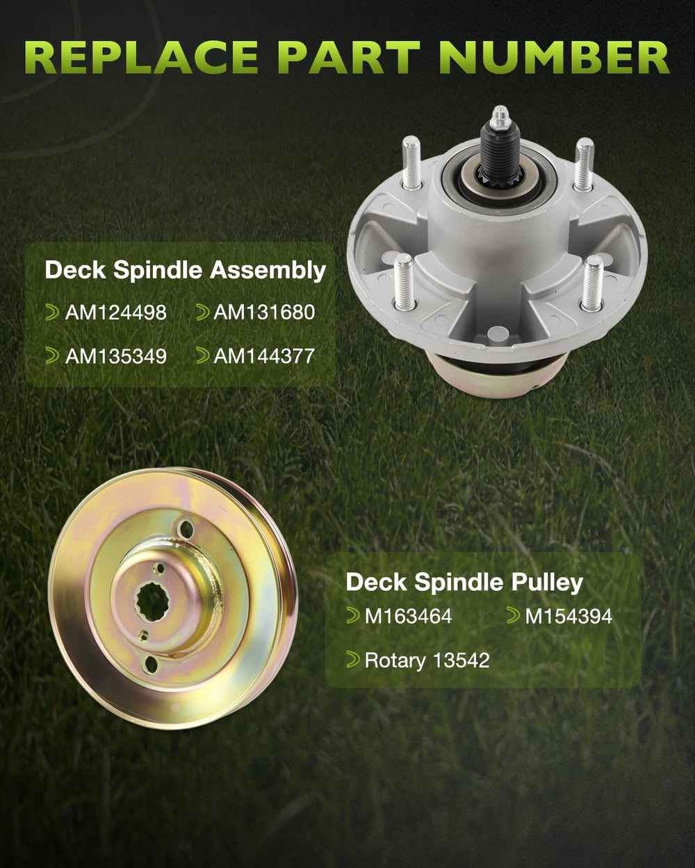 HQPASFY spindle installed on 48-inch deck demonstrating easy replacement benefit
