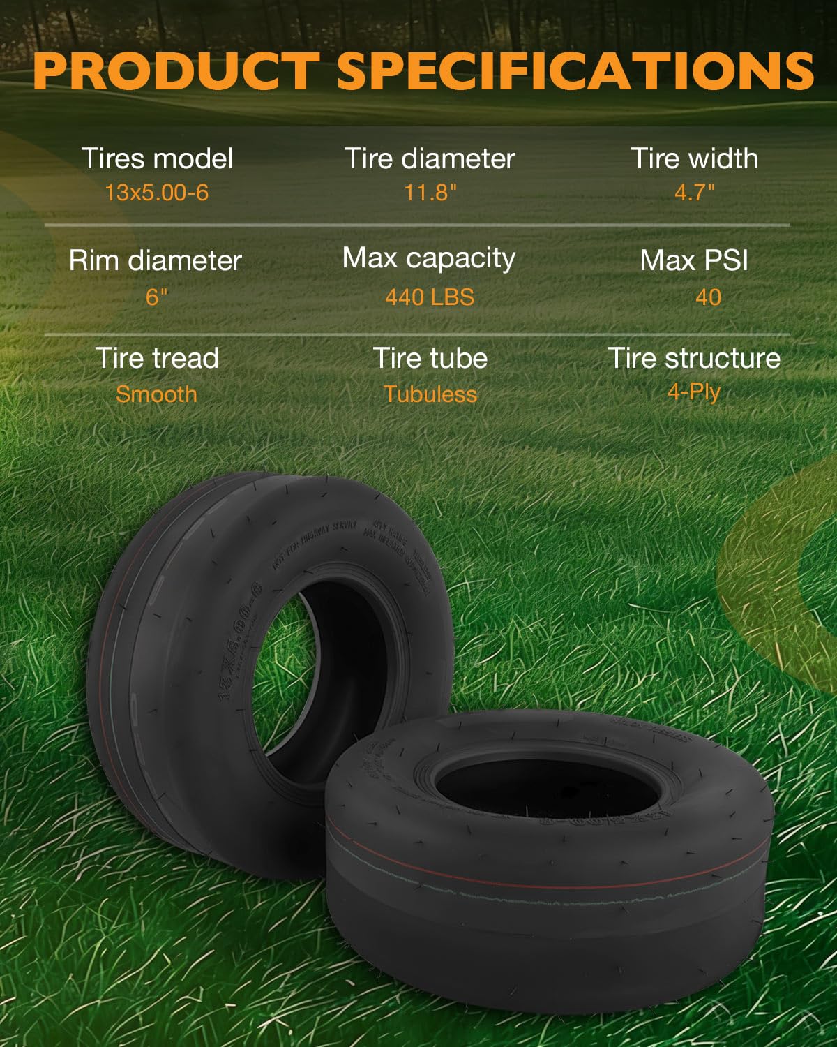 HQPASFY tire mounted on a mower illustrating fit and stable operation