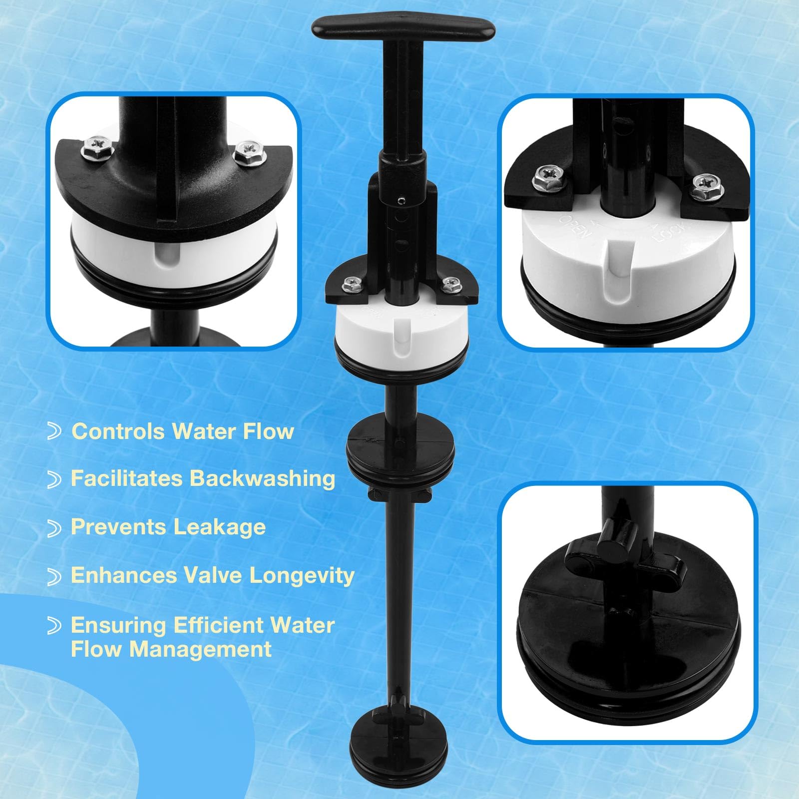 HQPASFY piston rod kit staged with pool equipment illustrating hassle-free on-site replacement