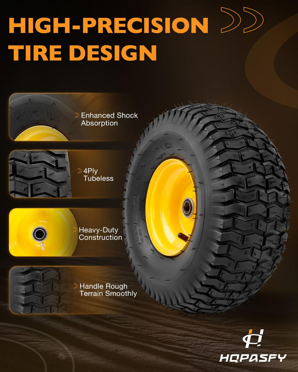 HQPASFY sidewall and dimensions showing durable polyurethane benefit