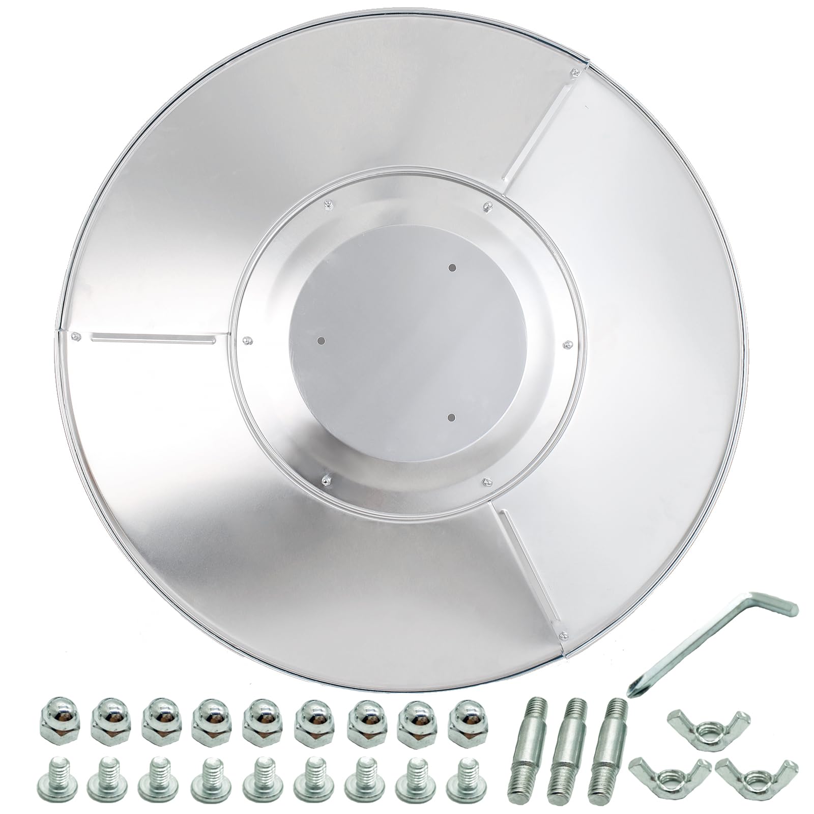 HQQ outdoor front view of 33-inch aluminum reflector showing wide coverage and improved warmth