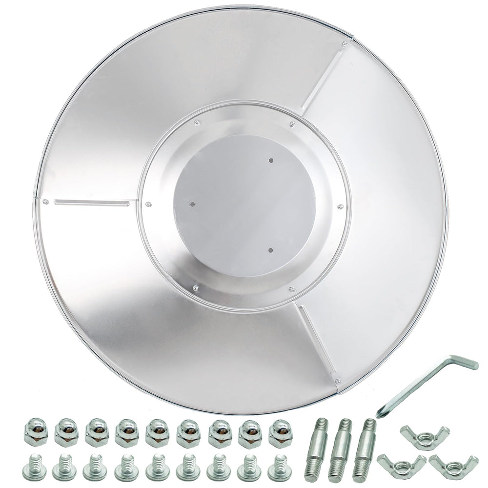 HQQ outdoor front view of 33-inch aluminum reflector showing wide coverage and improved warmth