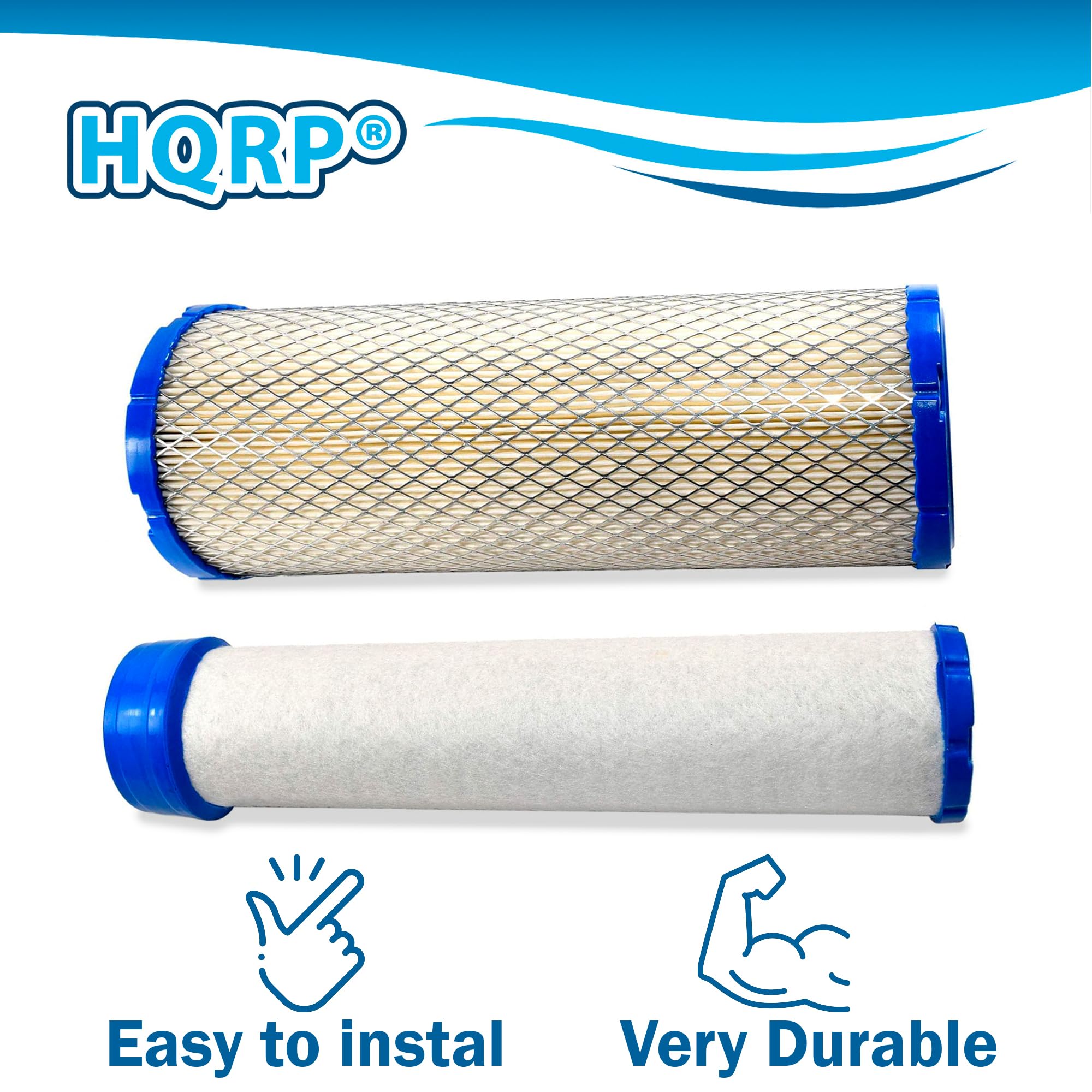 HQRP filters with dimensions overlay illustrating exact measurements for proper replacement