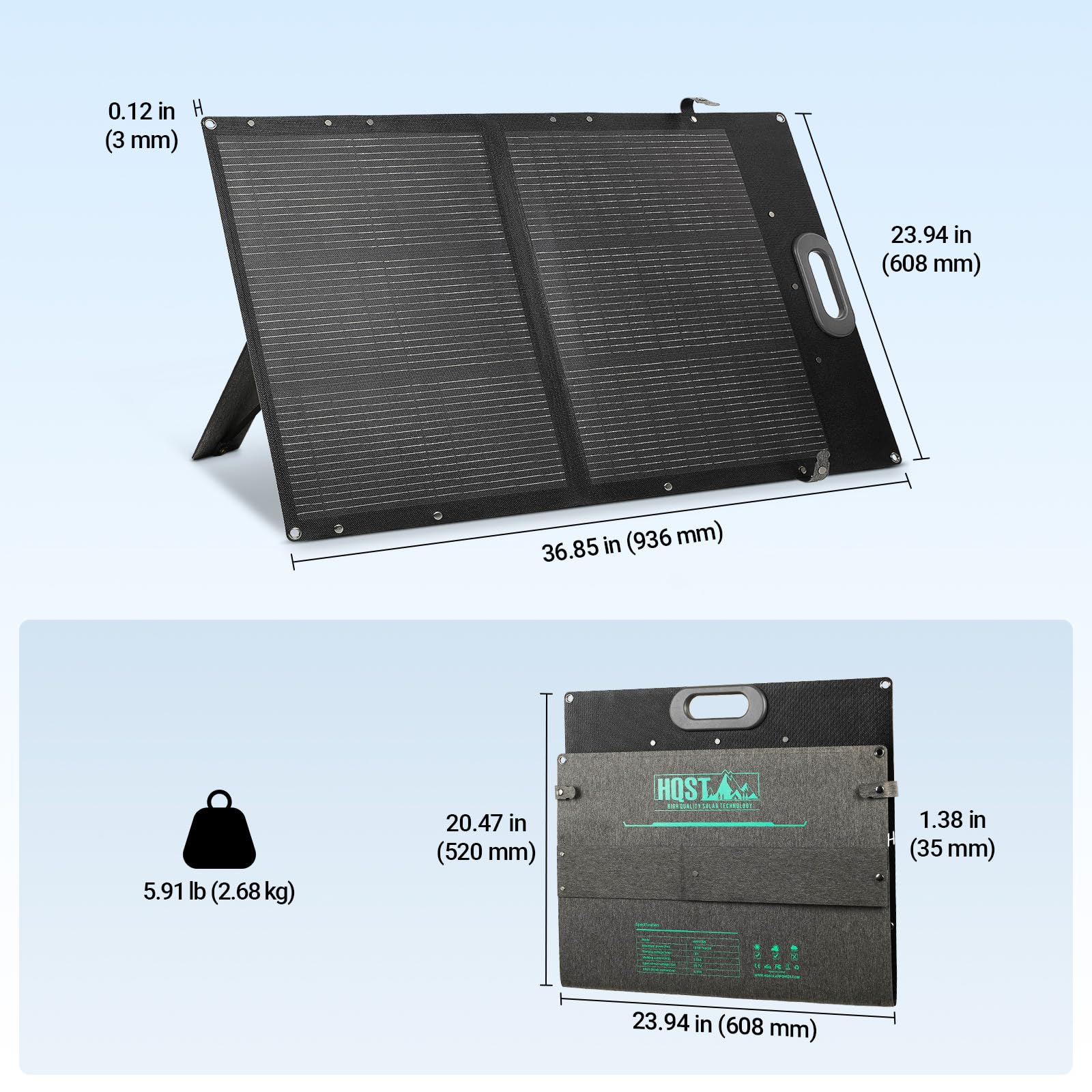 HQST folded panel in a vehicle trunk showing easy storage for travel