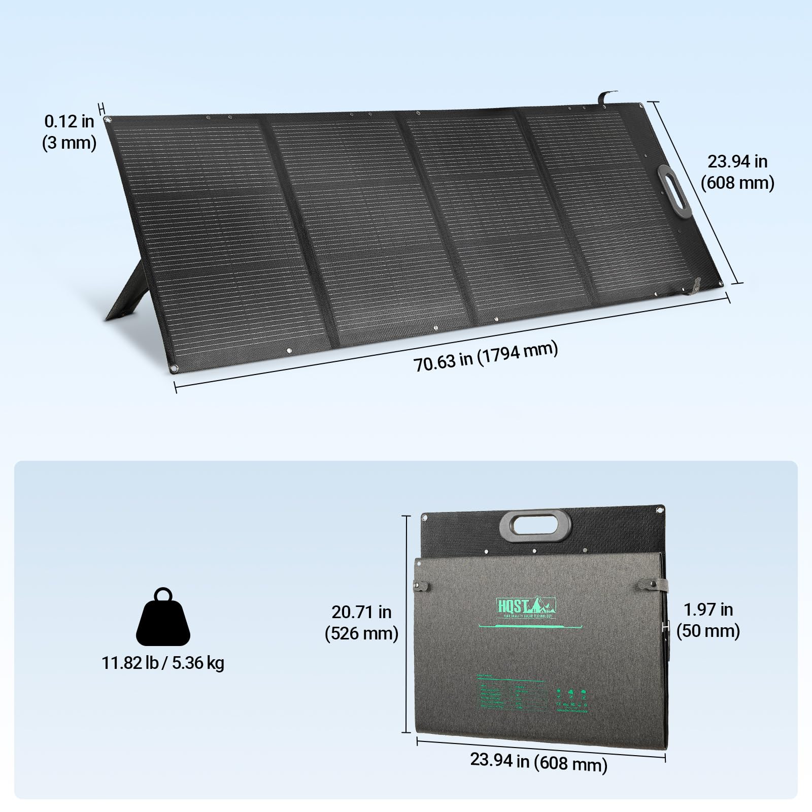 HQST panel next to power station showing fast connection and charging setup