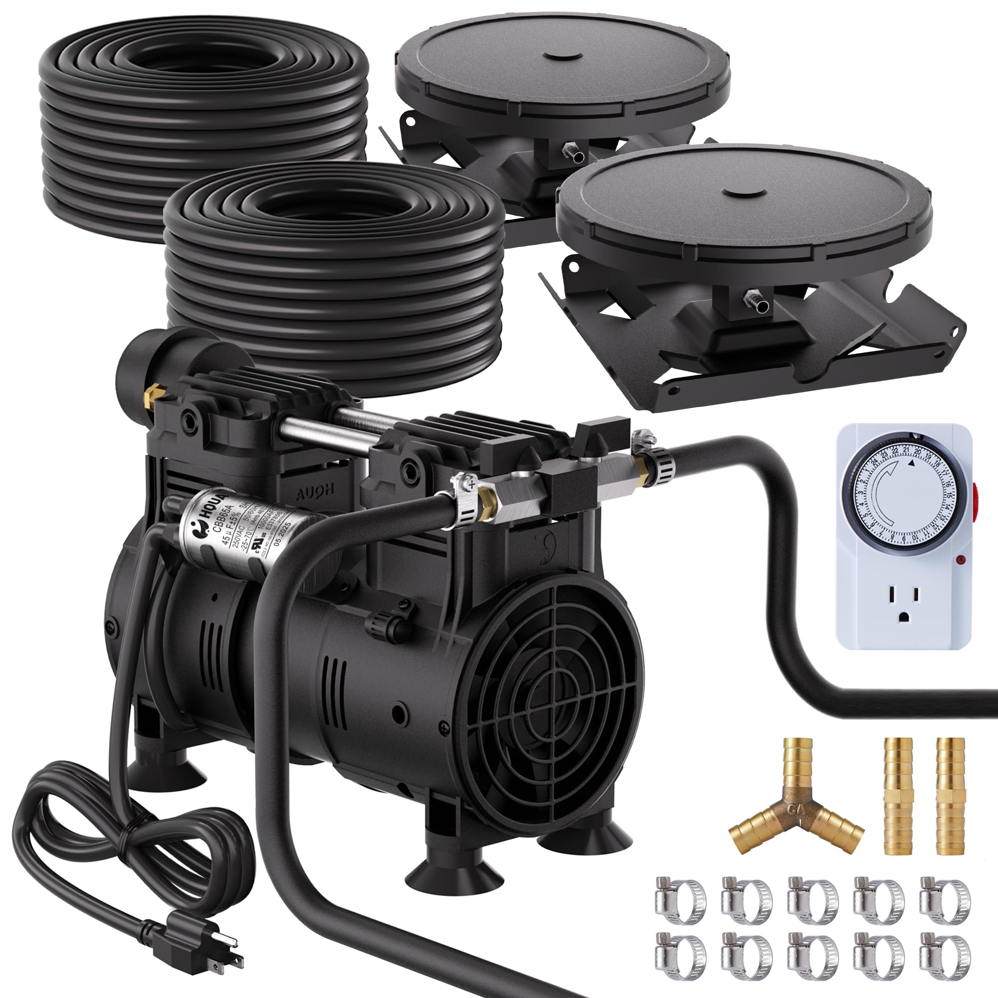 HQUA compressor front view showing solid build and quiet operation benefit