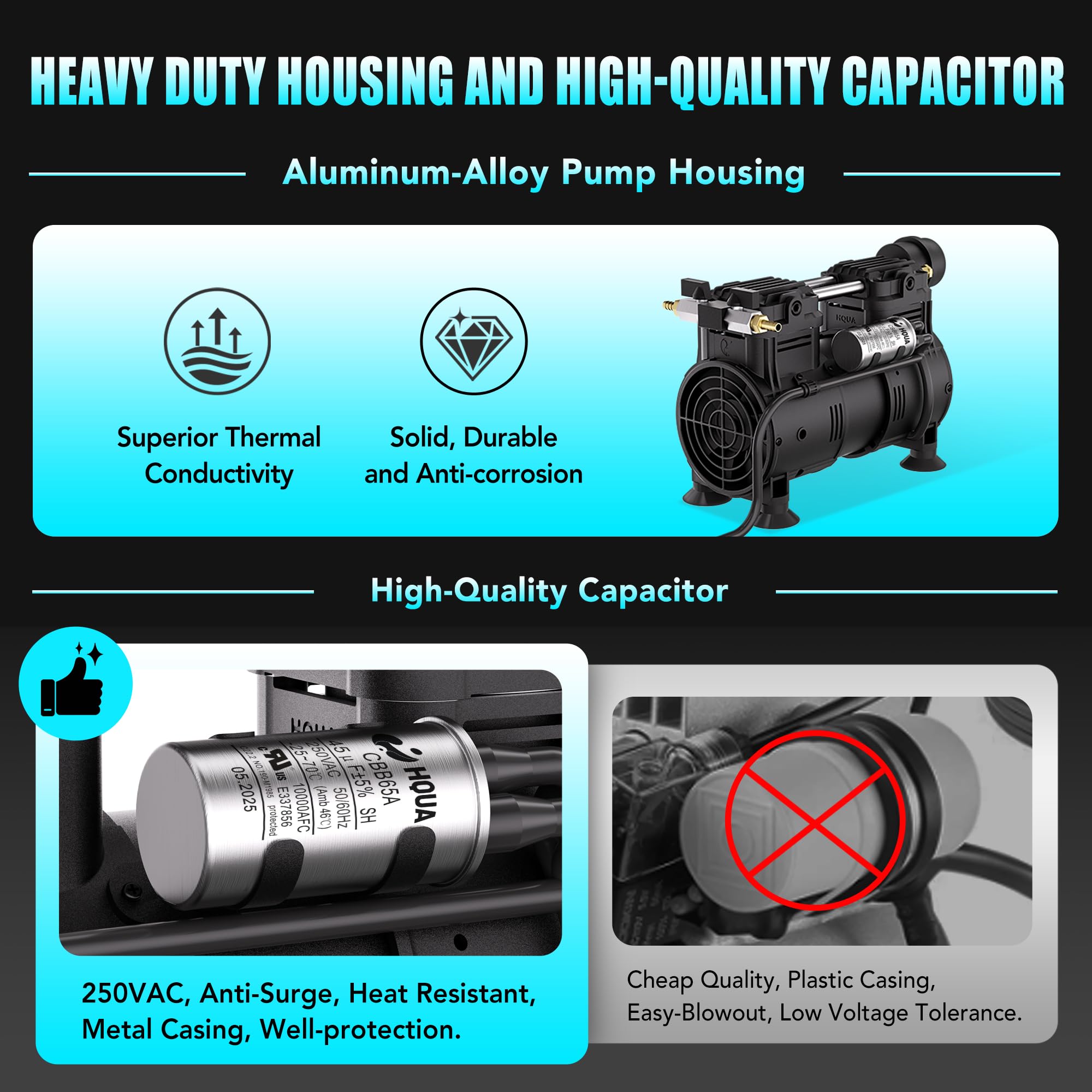 HQUA diffuser stainless-steel base detail for stable bottom placement benefit