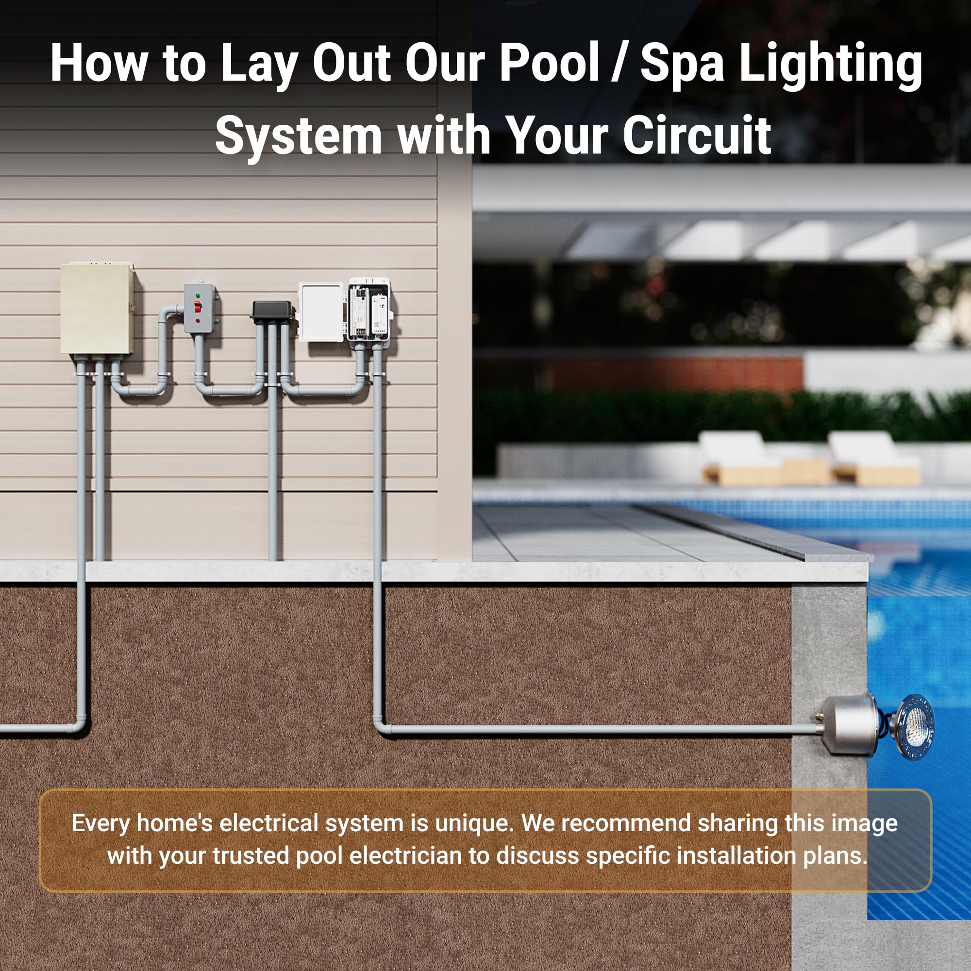 HQUA installed in a standard wet niche, illustrates proper fit and secure mounting