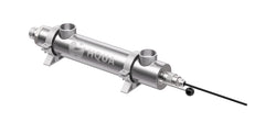 HQUA front view of stainless steel UV reactor showing durable body and fittings