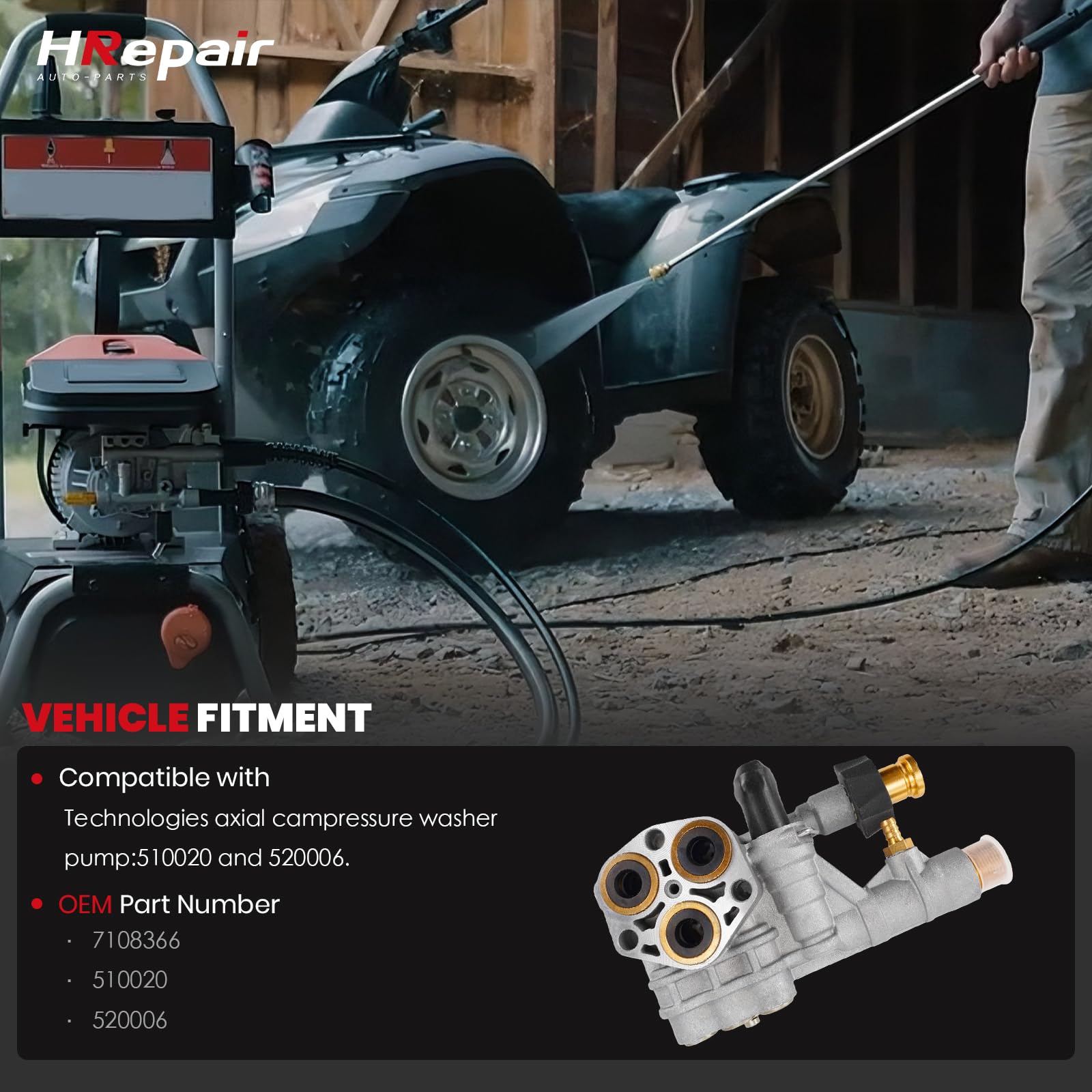 HRepair manifold label and ports visible with part numbers for fast identification and fit