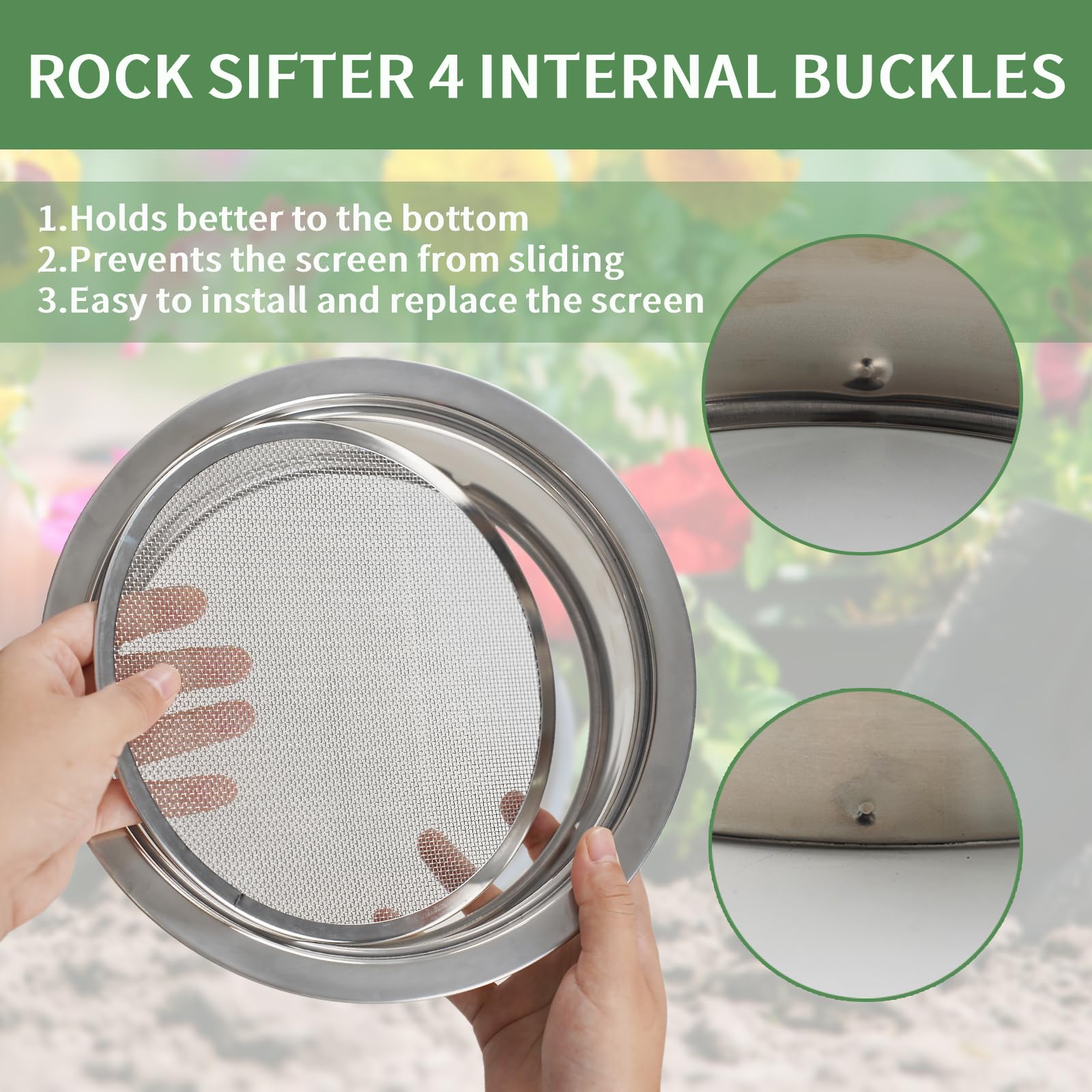 hscqdzsw sifter in use over potting soil for cleaner seed-starting mix