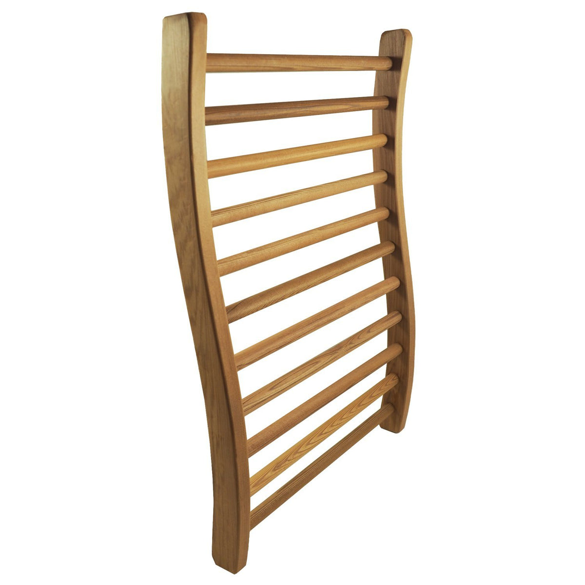 Home Sauna Experience front view of cedar backrest showing ergonomic benefit