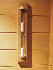 Home Sauna Experience rotating action image showing timer flipped easily for quick session starts