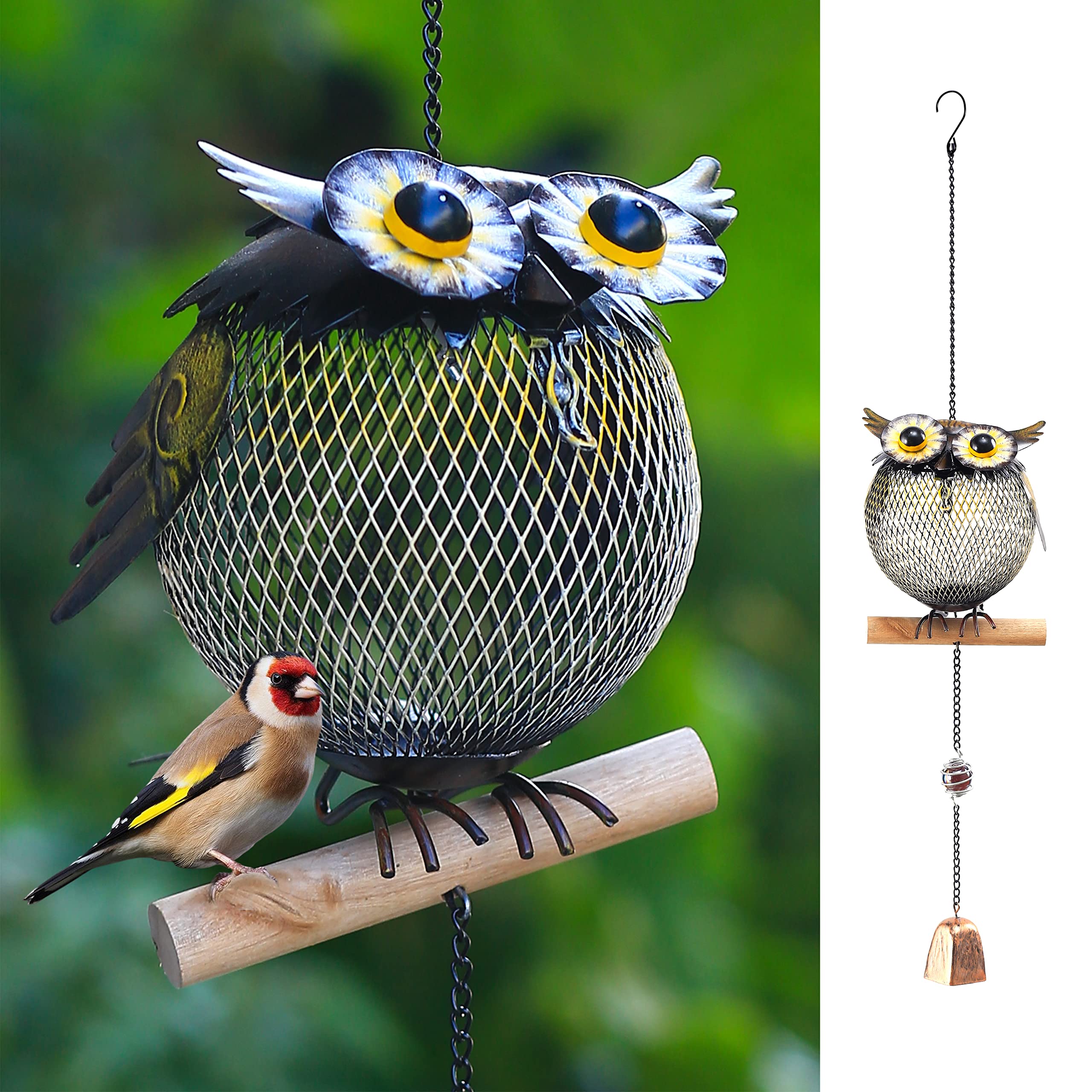 HSHD owl feeder front view showing decorative shape and easy fill