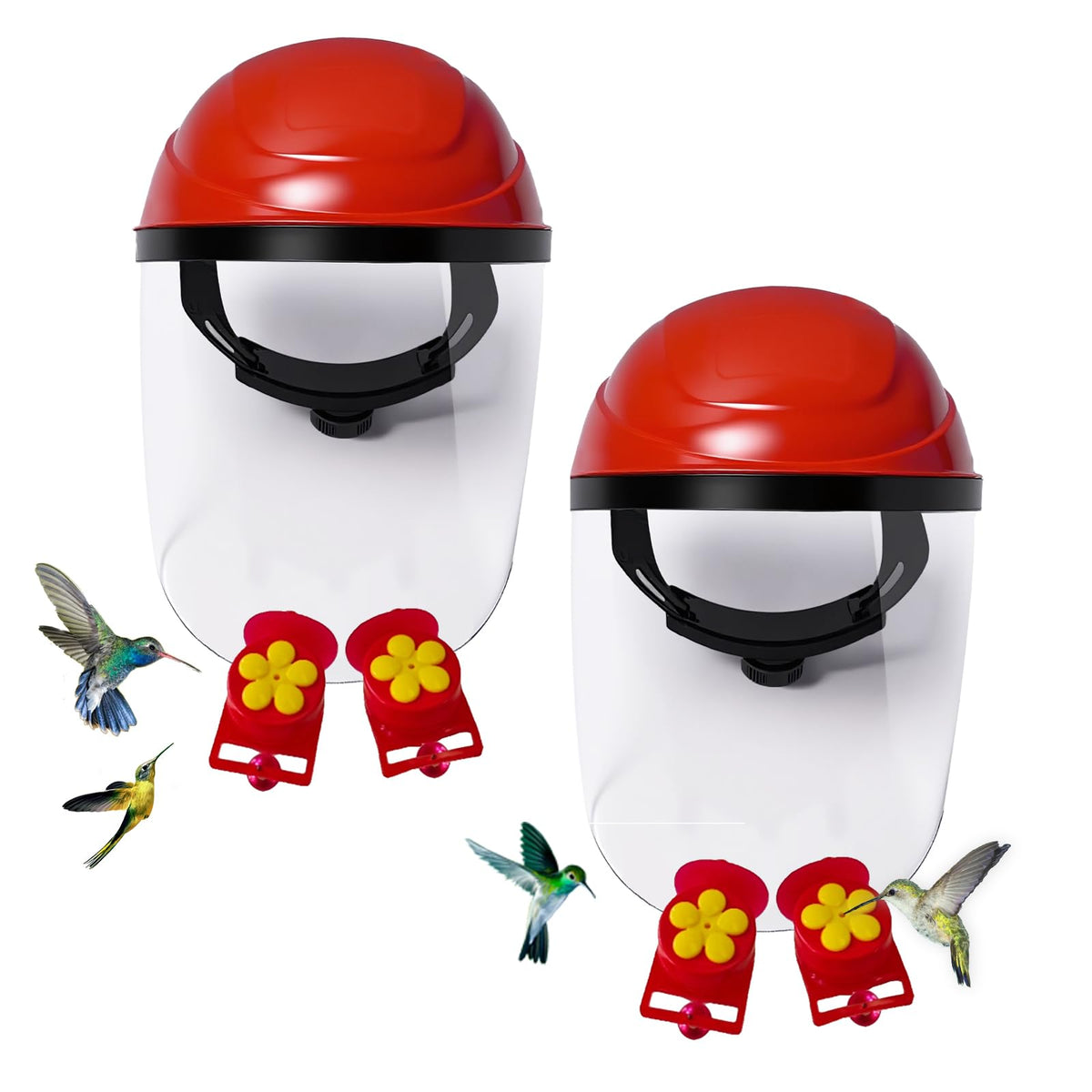 Hsmanchry helmet front view showing wearable feeder and clear benefits