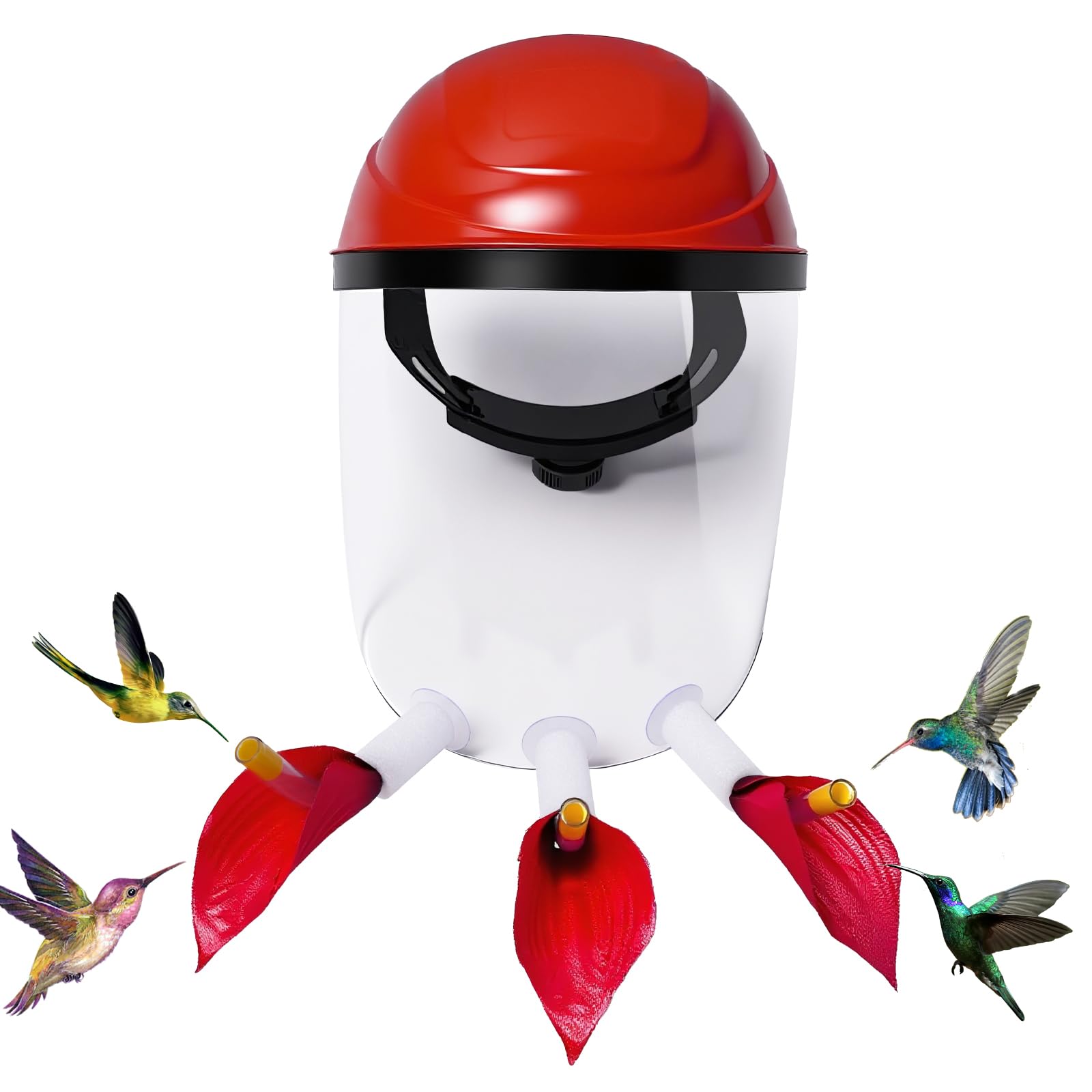 Hsmanchry hat front view showing helmet and three flower ports for easy observation