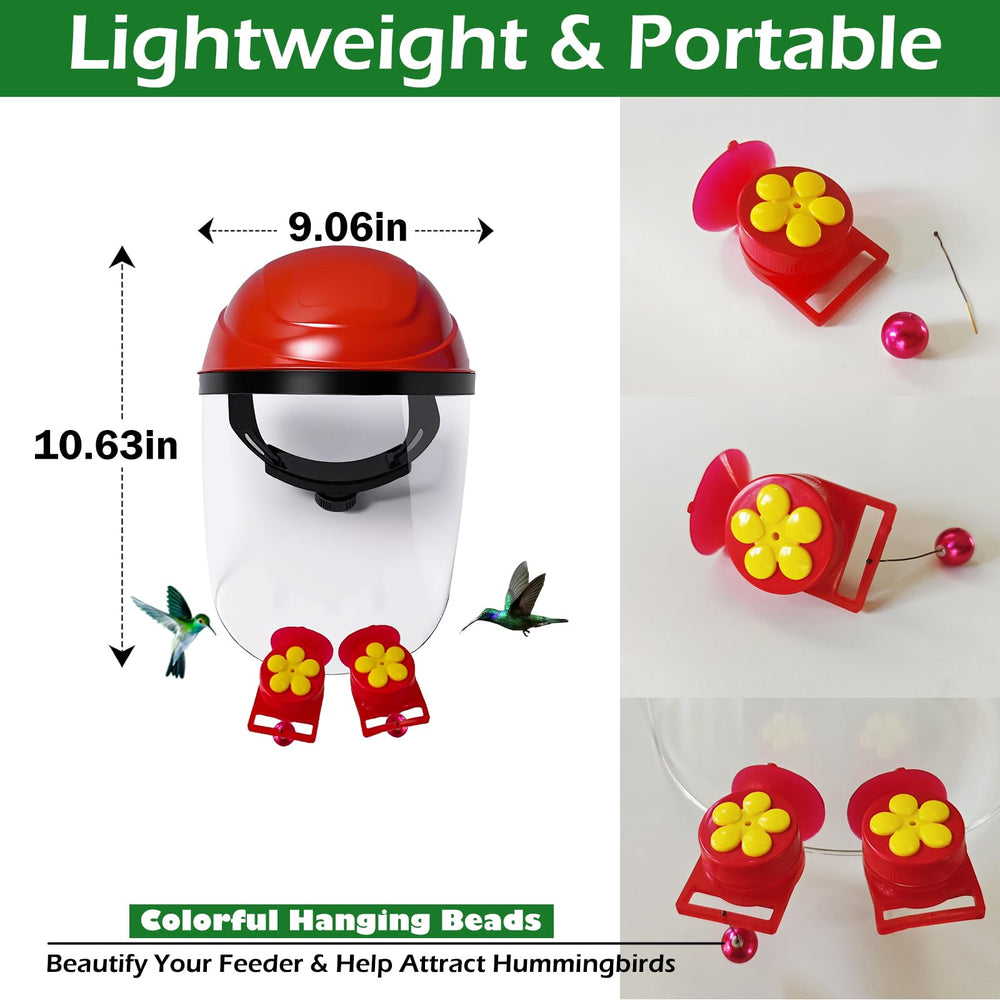 Hsmanchry helmet in use in a backyard for hands-free hummingbird photography