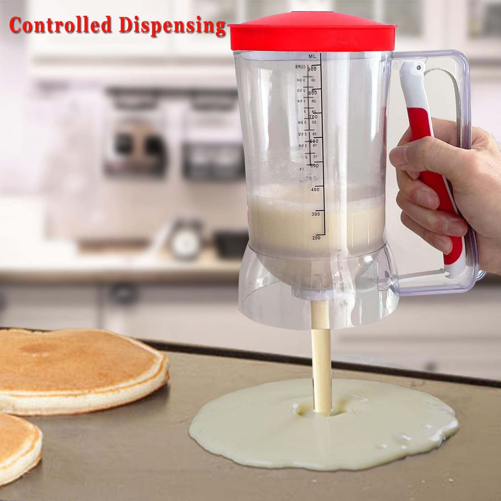 HSUJCYF pancake dispenser detail with measurement marks for consistent portions