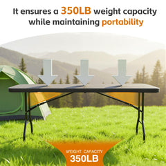 Hsundries folded table carried by one person showing compact portability and easy storage