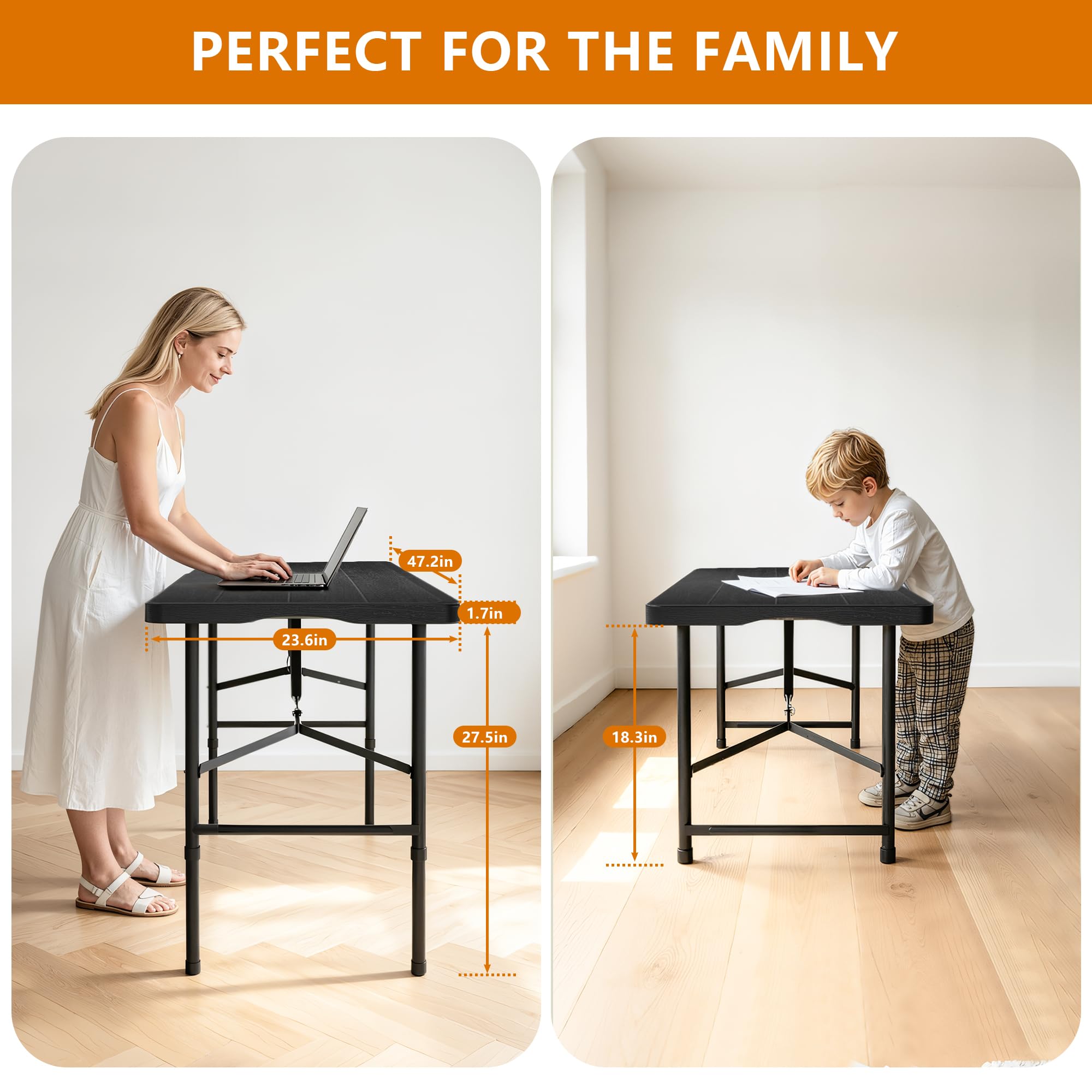Hsundries table folded flat for compact transport and space-saving storage