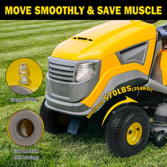 Hsupawa wheel mounted on riding mower illustrating real-world performance