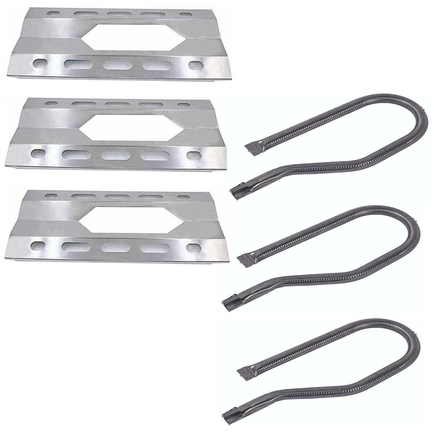 Htanch front view of three-pack burners and heat plates showing complete set and durability