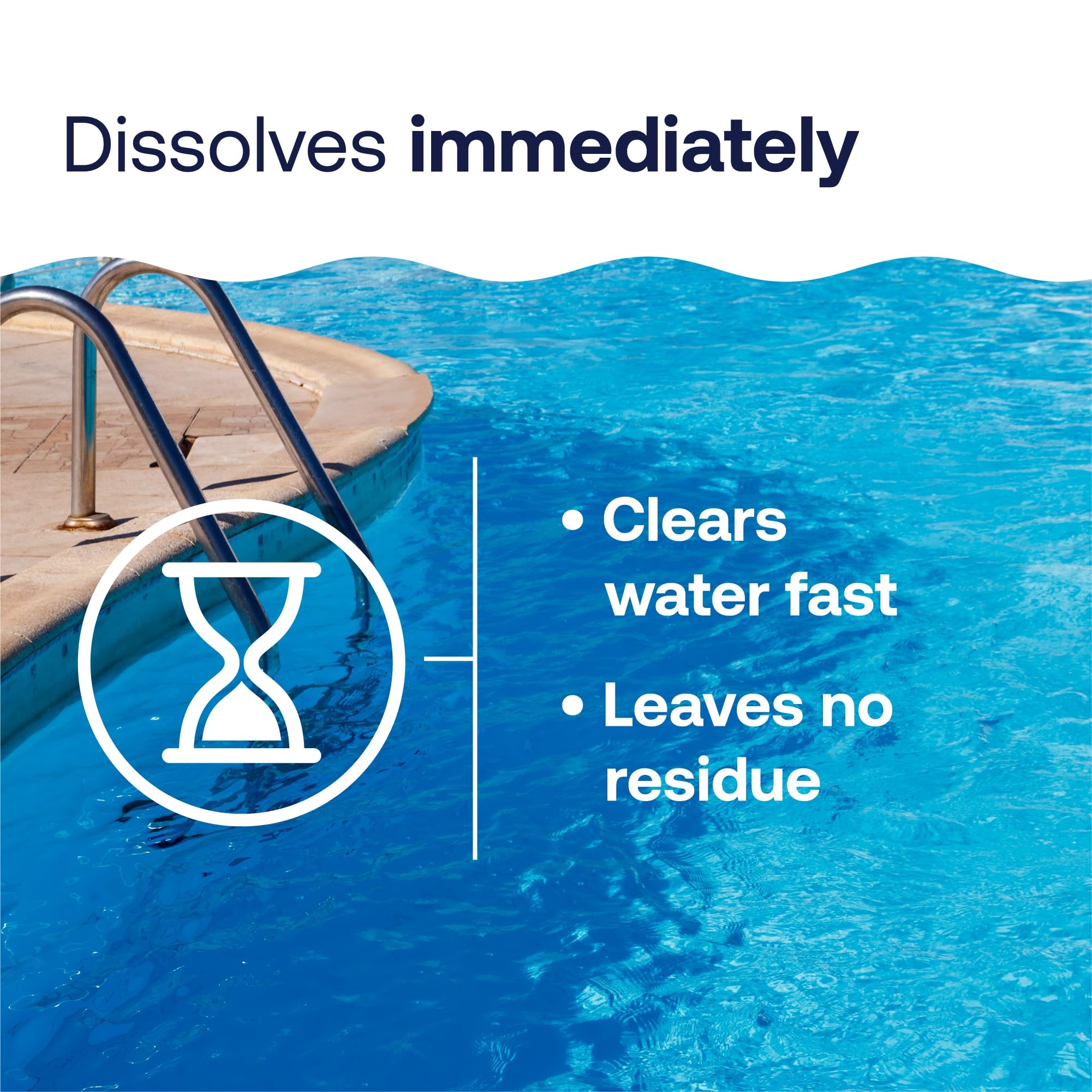 HTH granular texture photo highlighting fast-dissolving chlorine for rapid clarity