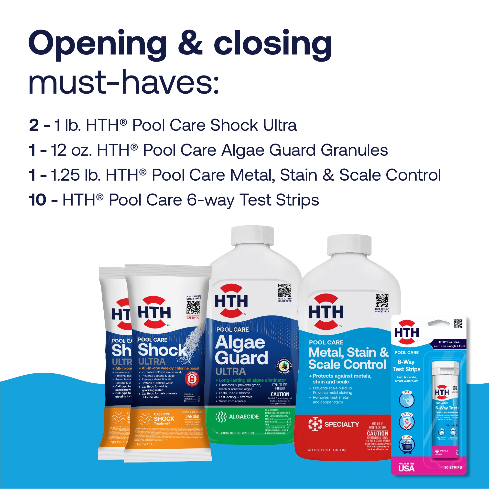 HTH Shock Ultra granules close-up showing rapid chlorine boost benefit
