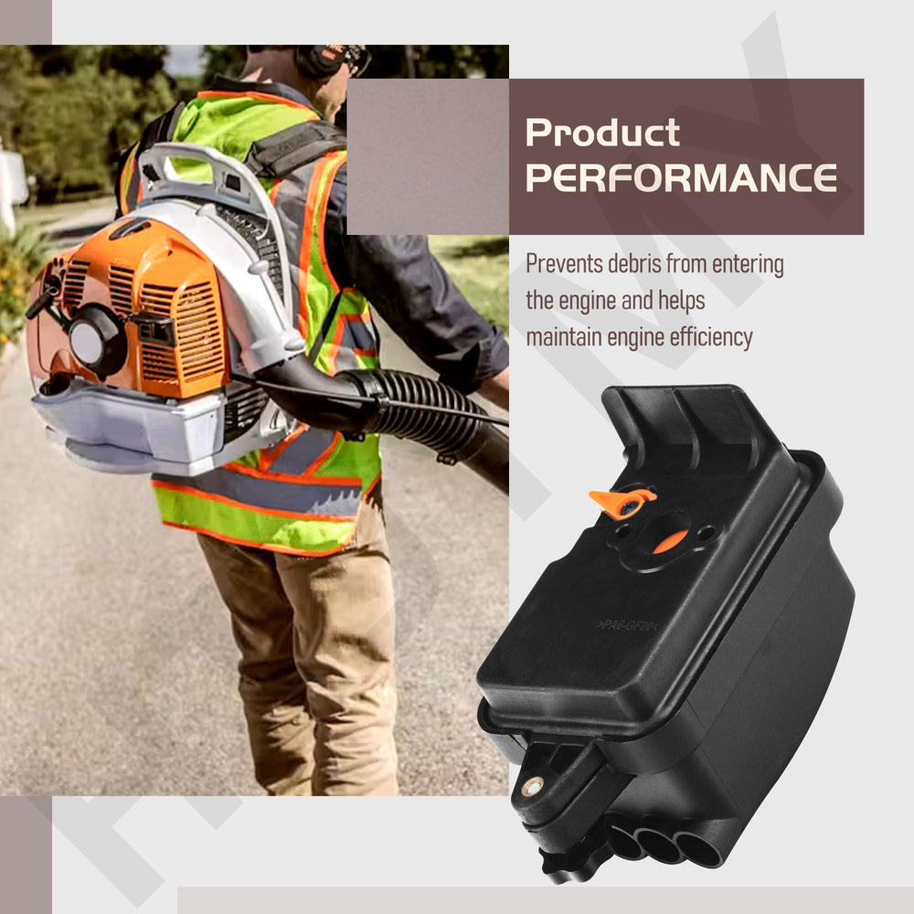 HTJYMY landscaper using Echo blower with new filter for reliable performance