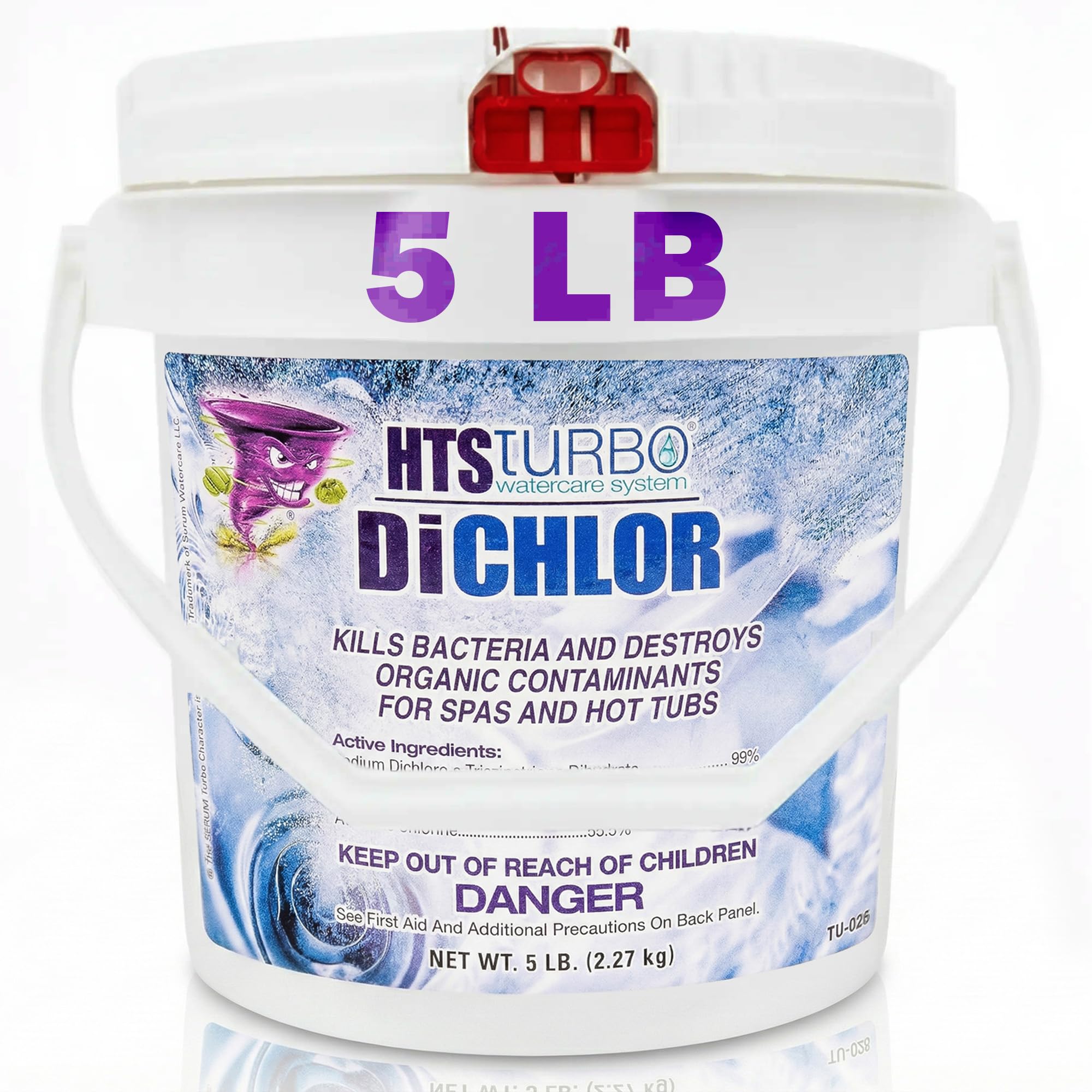 HTS Turbo front packaging bucket showing product benefits and easy storage