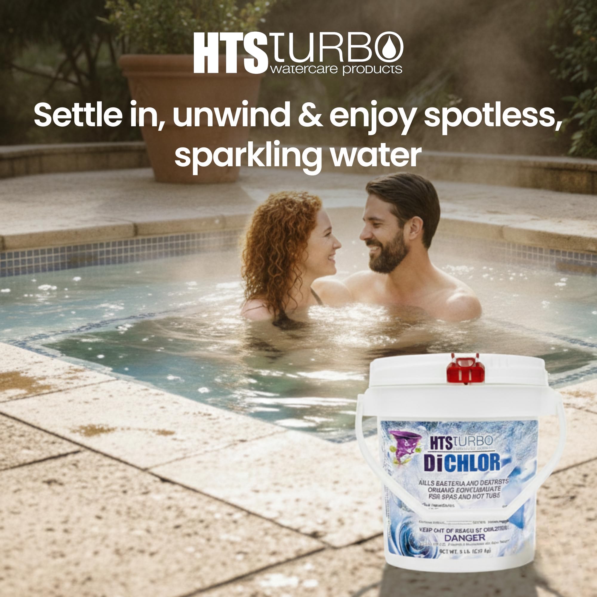 HTS Turbo 5 lb bucket in hand demonstrating compact size and convenience
