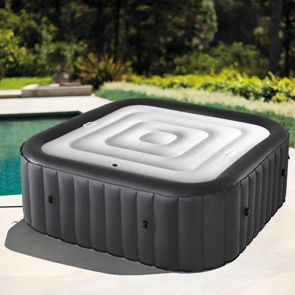 Huaerle cover fitted on a square spa showing cleaner water protection