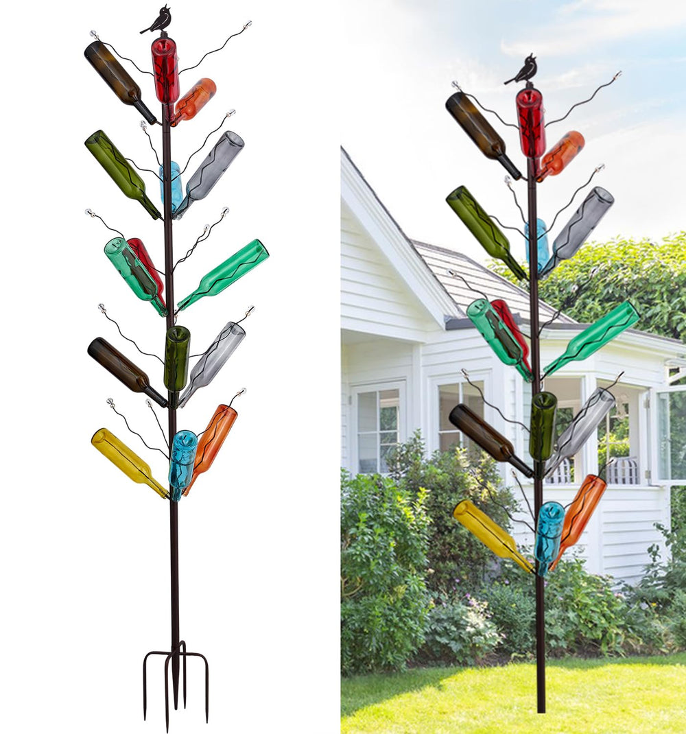 HUAGHEE front view of bottle tree showing tall garden focal point benefit