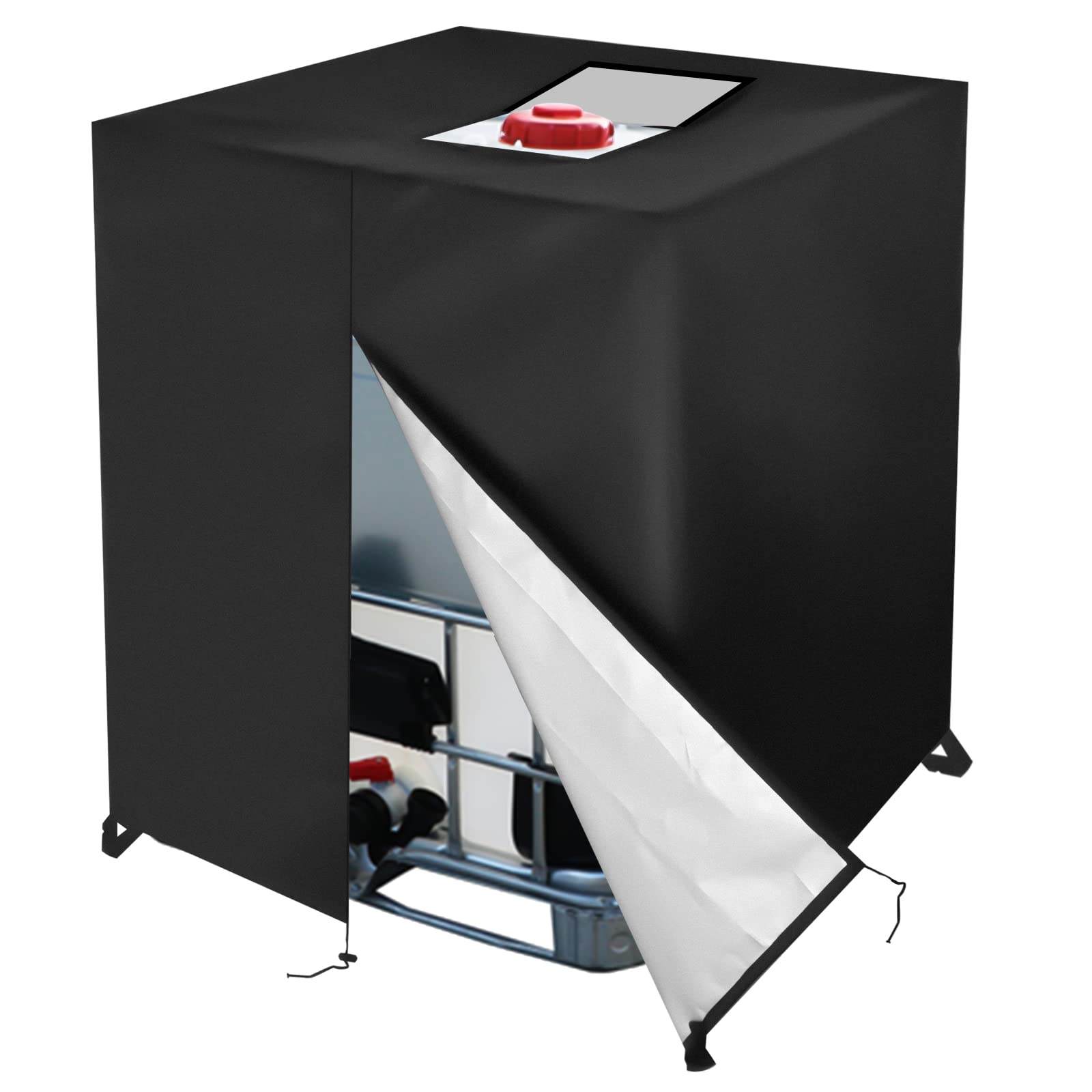 Huapate front view of IBC tote cover showing secure fit and protection