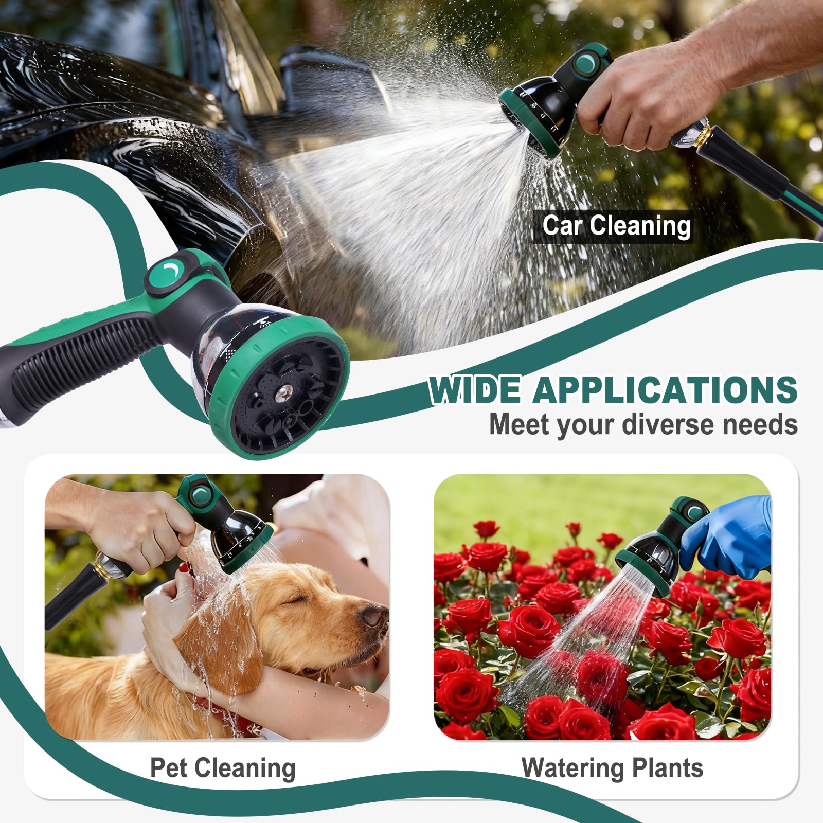 Hubiiett lifestyle image washing a car showing efficient watering and neat reel storage