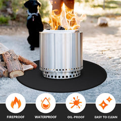 Huchiz fire pit mat in use under Solo Stove Bonfire preventing ember damage