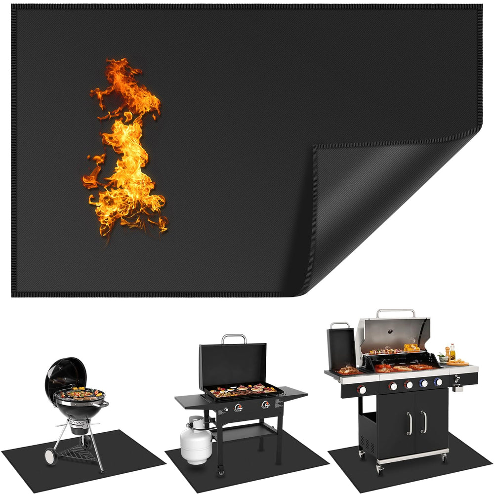 Huchiz front view of full 65x39-inch grill mat showing coverage and protection