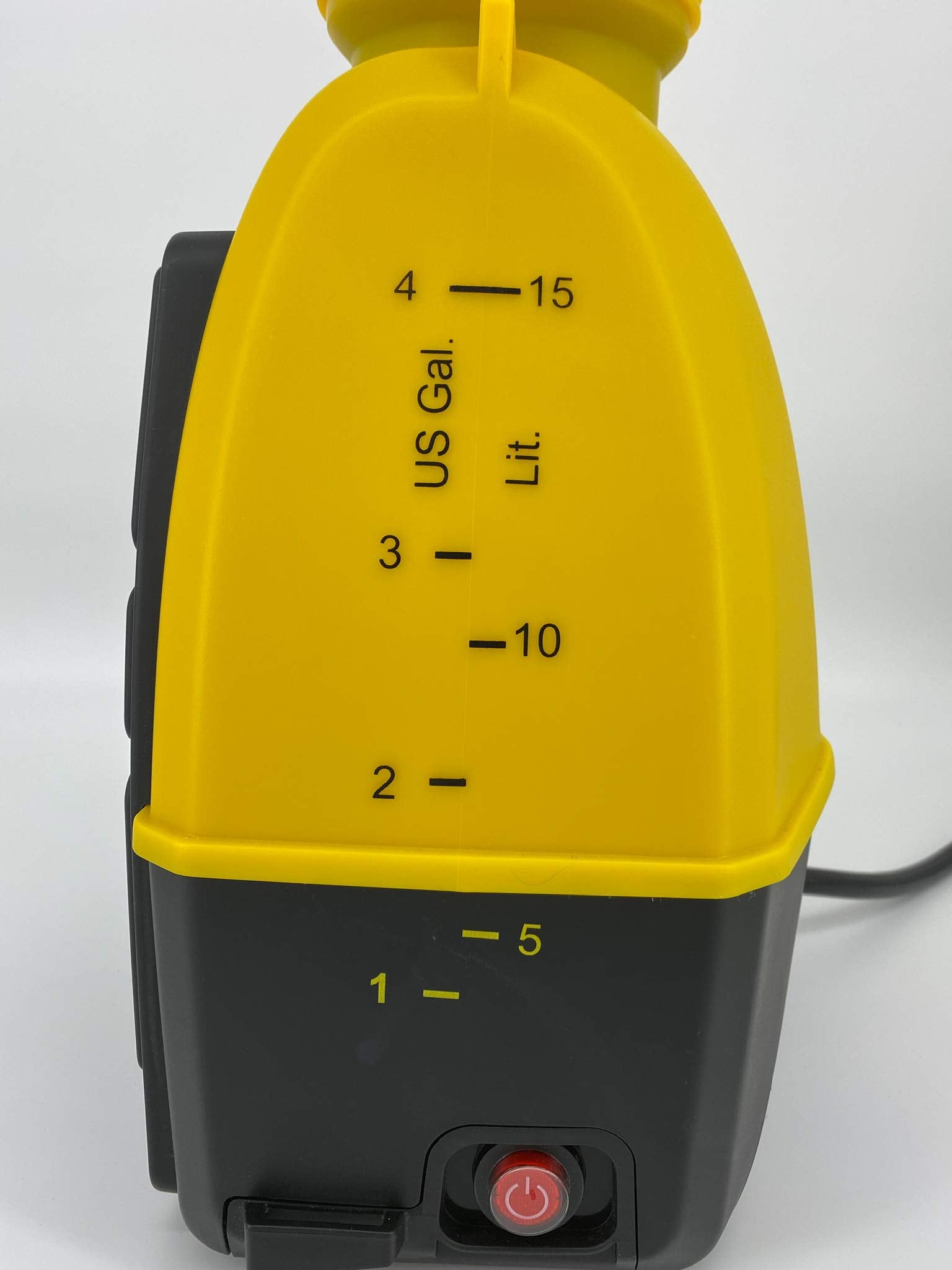 HUDSON 4-gallon labeled tank next to hand for scale showing capacity benefit
