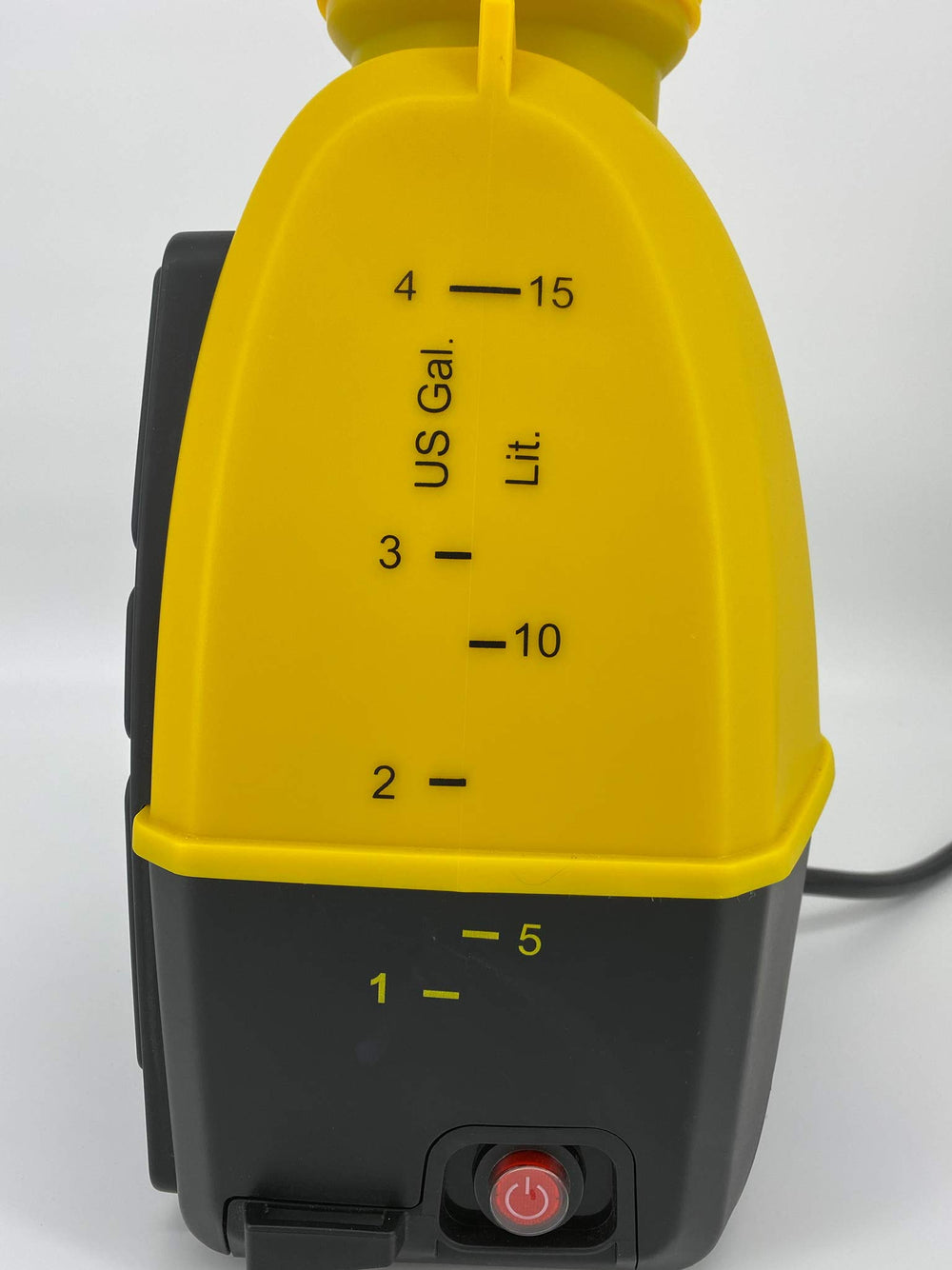 HUDSON 4-gallon labeled tank next to hand for scale showing capacity benefit