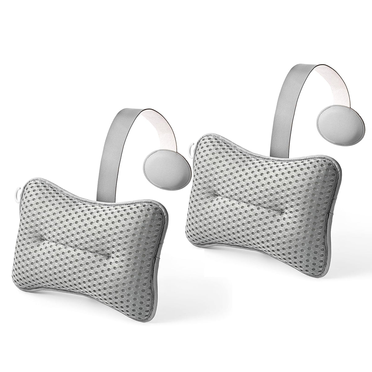 Hugabow front view of large grey hot tub pillow showing ergonomic shape and comfort