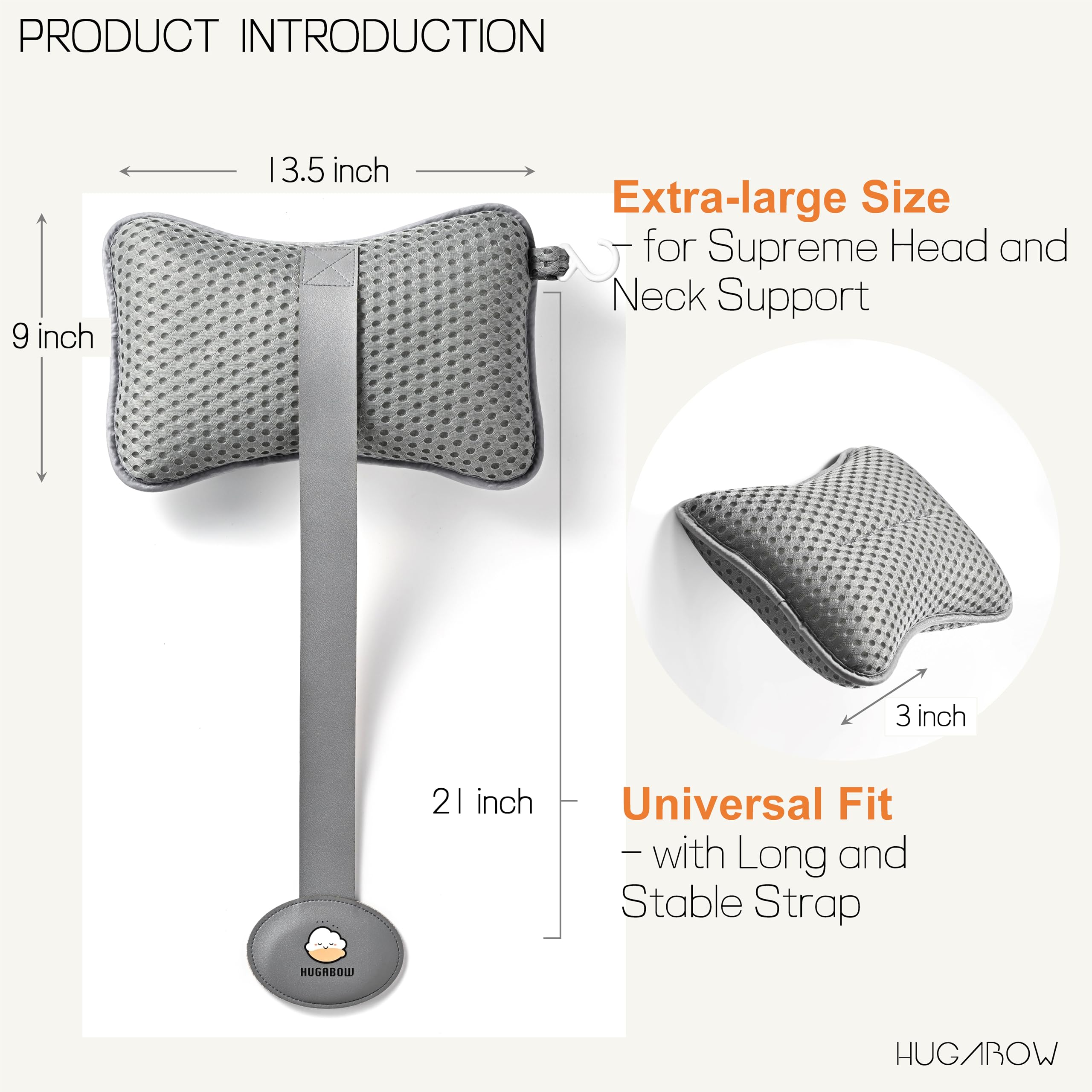 Hugabow detailed view of leather-covered weighted strap for stable attachment